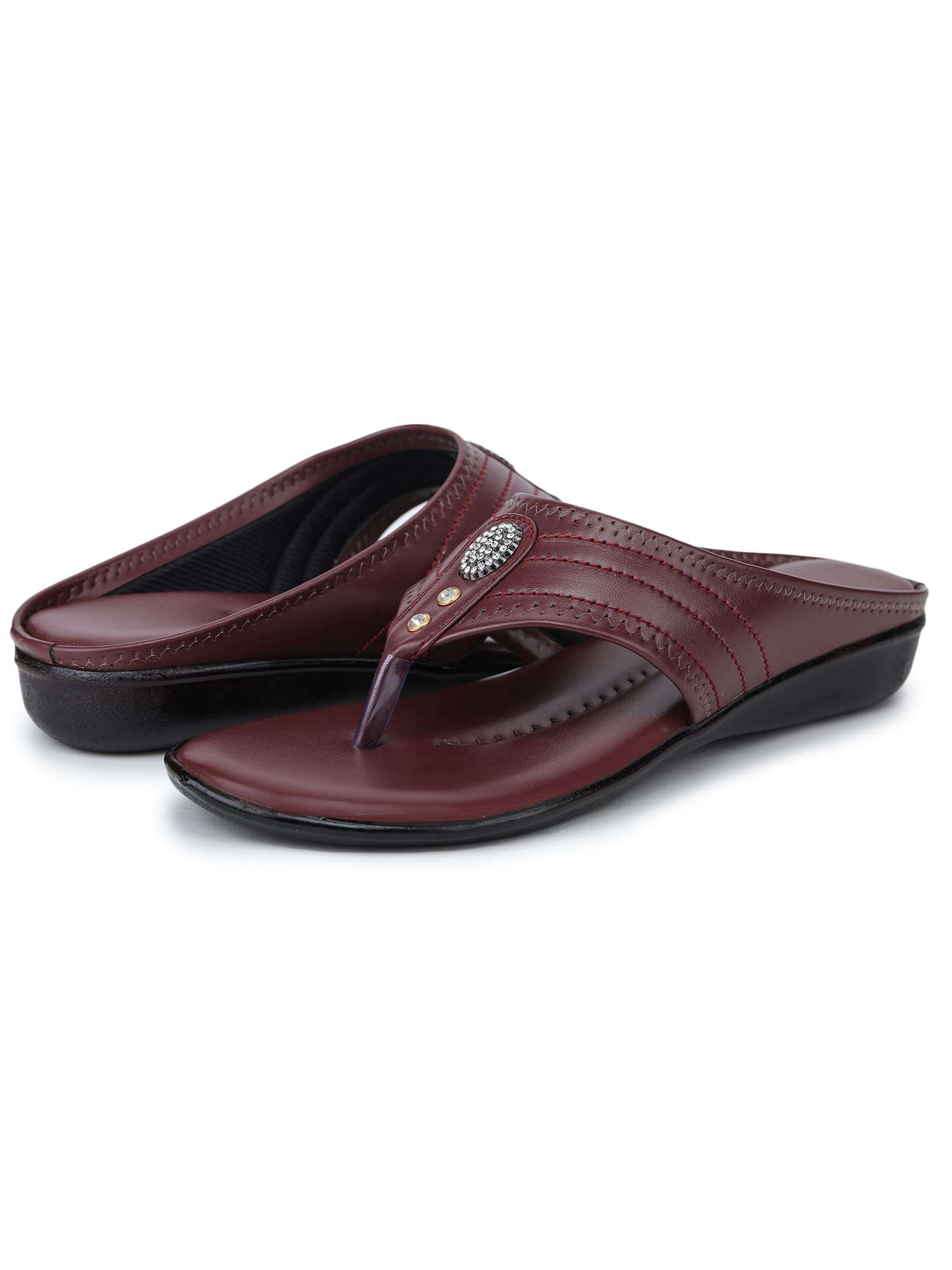 Bootco Flat for Womens & Ledies Attractive Silver Nag Design With Comfortable Soft Feel During Wearing This Trending Red Color Easy To Fitt Flat Slipper 6