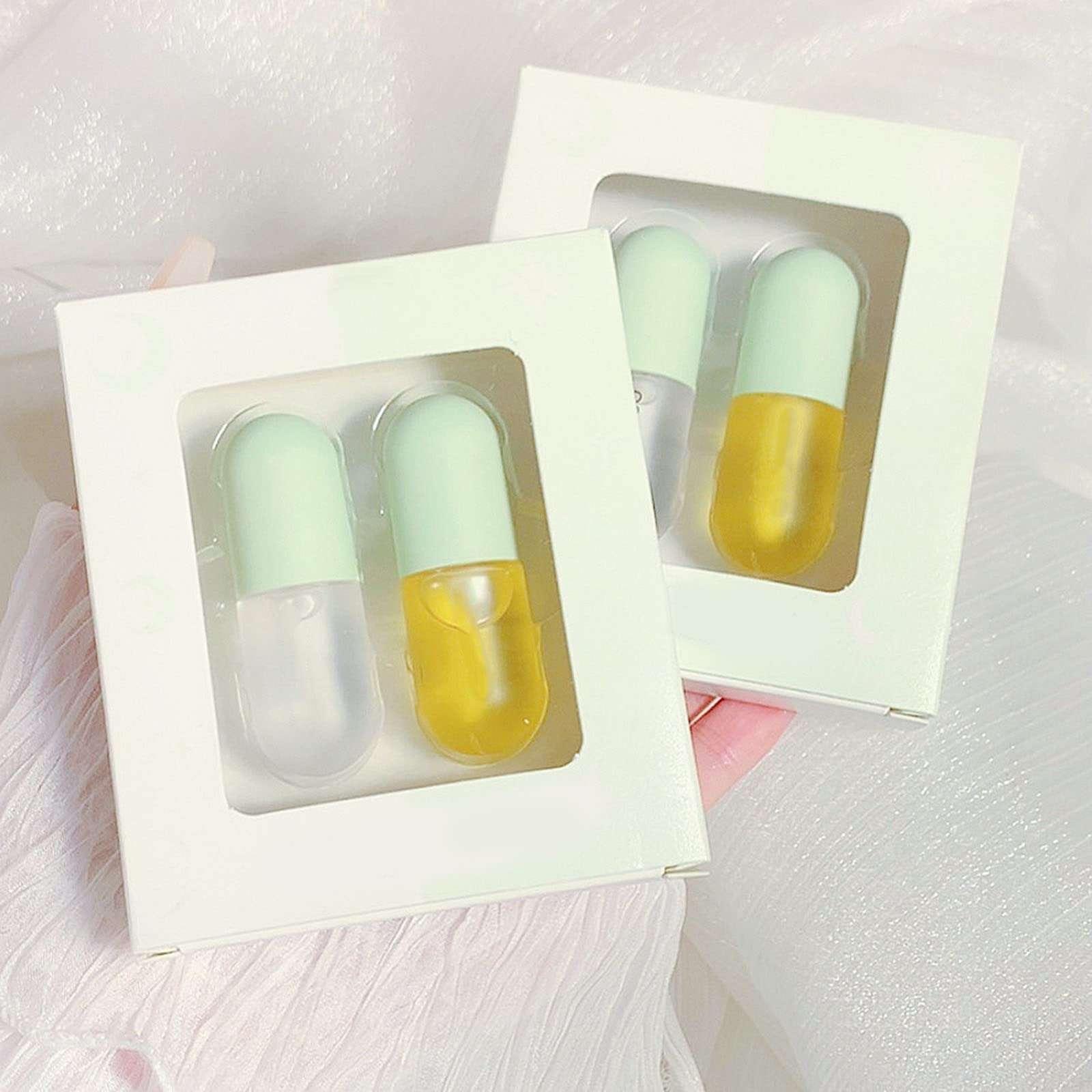 Lip Oil Combination 2 Pack Day & Night Lip Balm Moisturizes Lip Lip Care Moisturizing Lip Oil Lip Care Moisturizing Lip Oil 3ml*2 Makeup Set for Teen Girls (Green, One Size) 5