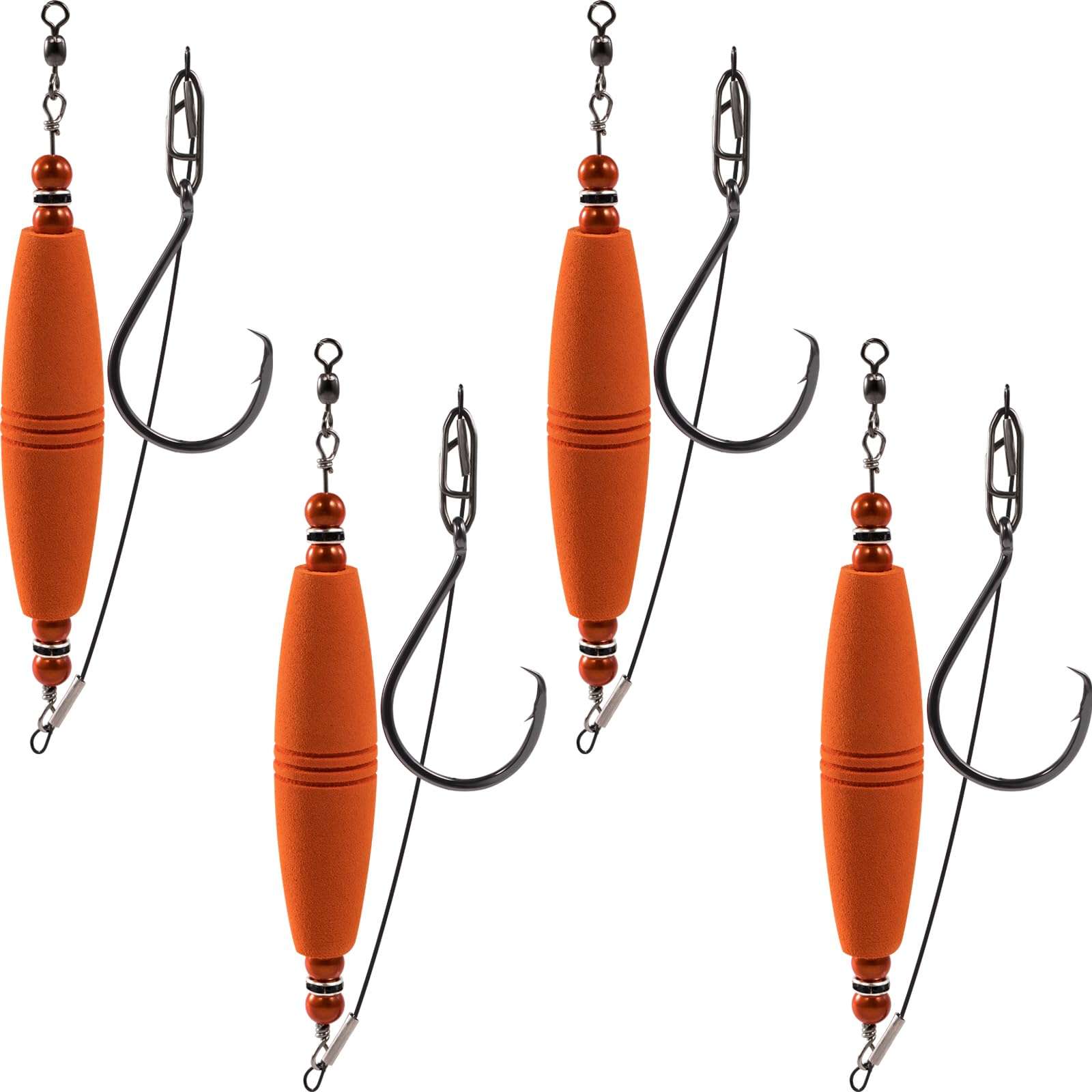 Catfish Float Rigs Fishing Bobbers Popping Cork Tackle Catfishing Equipment Combo for Bank River Lake EVA Peg Artificial High Buoyancy Body Circle Hooks Weight (Pack of 4, 3") 1