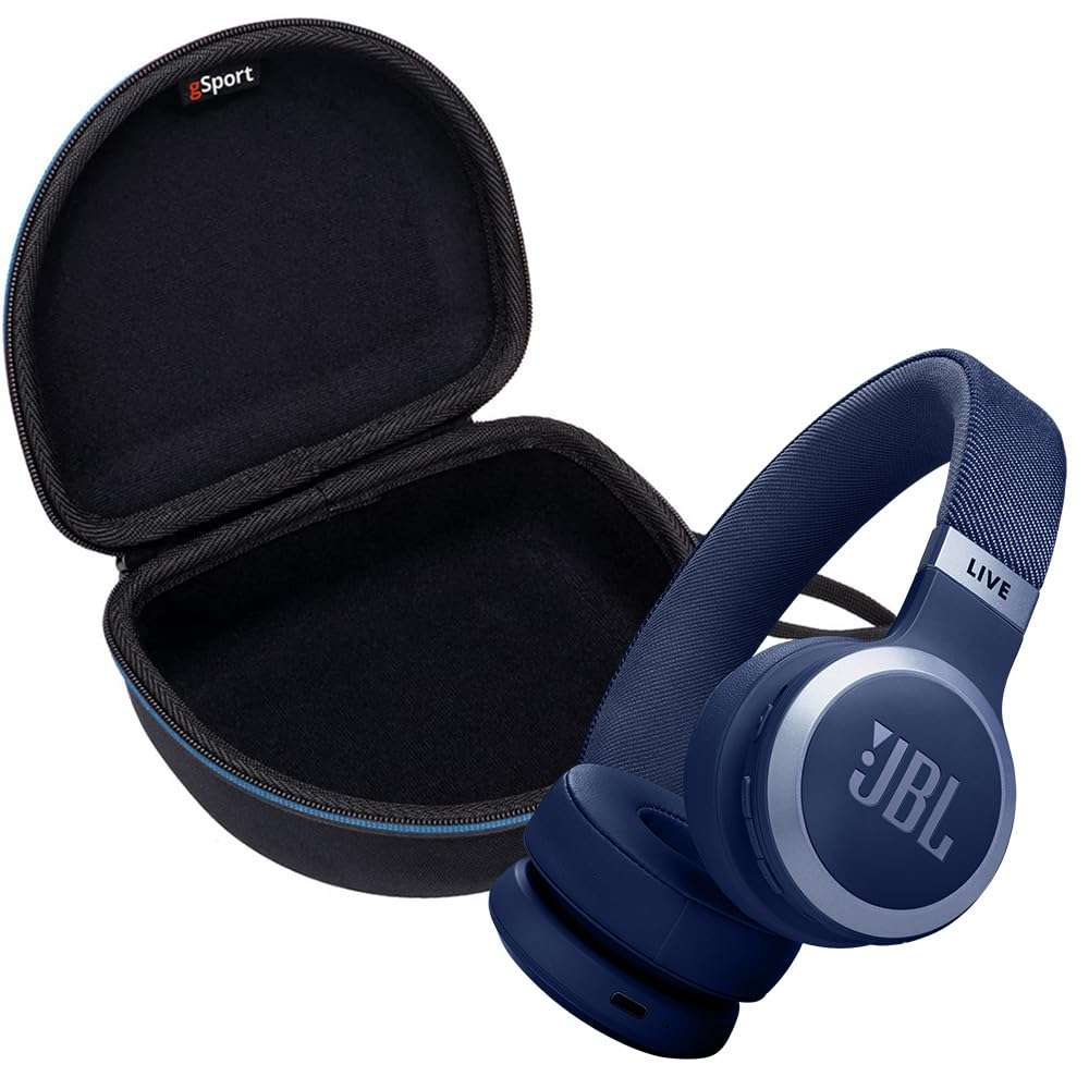 JBL Live 670NC Wireless On Ear Noise Cancelling Headphone Bundle with gSport EVA Case (Blue) 1