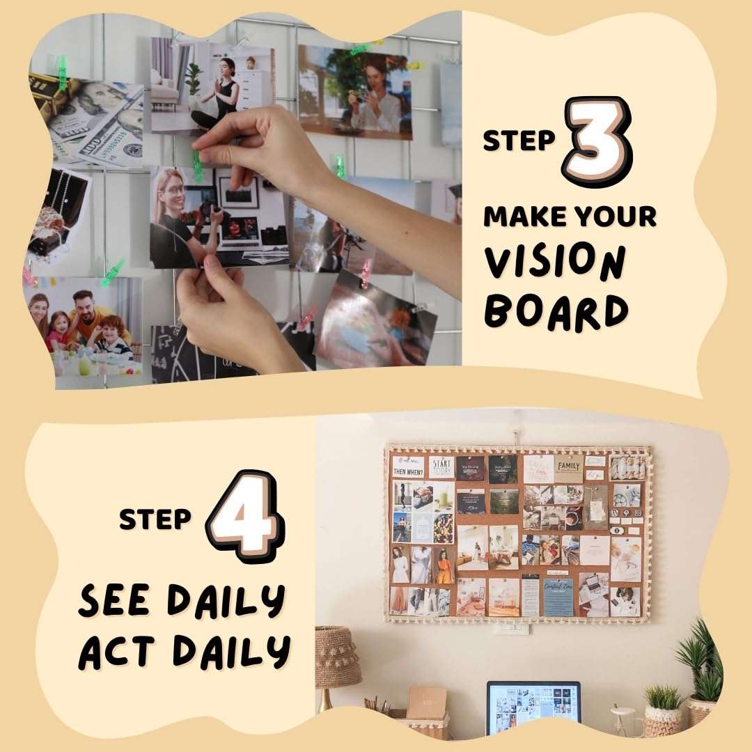 Manifestation Poster | 2026 Vision Board Supplies (200+ Elements, 12 A4 Sheets, A4 Board with Hook) Aesthetic | Life Goals Quotes Daily Affirmations for Women | Manifestation Posters | Manifest Dream Life Poster for Wall 5