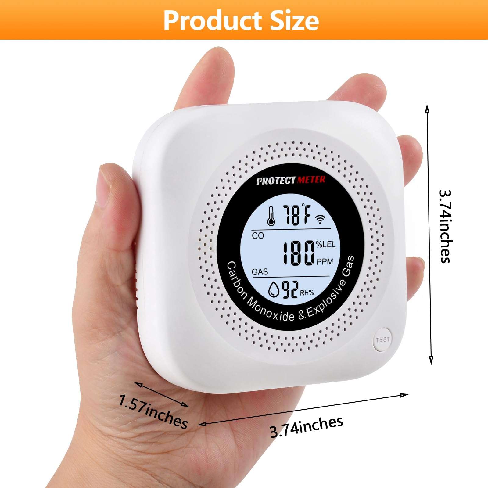 Carbon Monoxide Detectors, 2Pack 4-in-1 Natural Gas Leak Detector & Temperature/Humidity Monitor 6