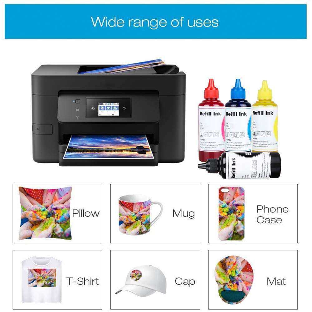 TBTeek 400ML Sublimation Ink for Inkjet Printers C68 C88 C88+ ET-2650, ET-2500, ET-2550, ET-2600 ET-16500, ET-4500, ET-4550, XP-430 WF-2650 WF-7610 WF-7620 WF3540 WF-3640 5