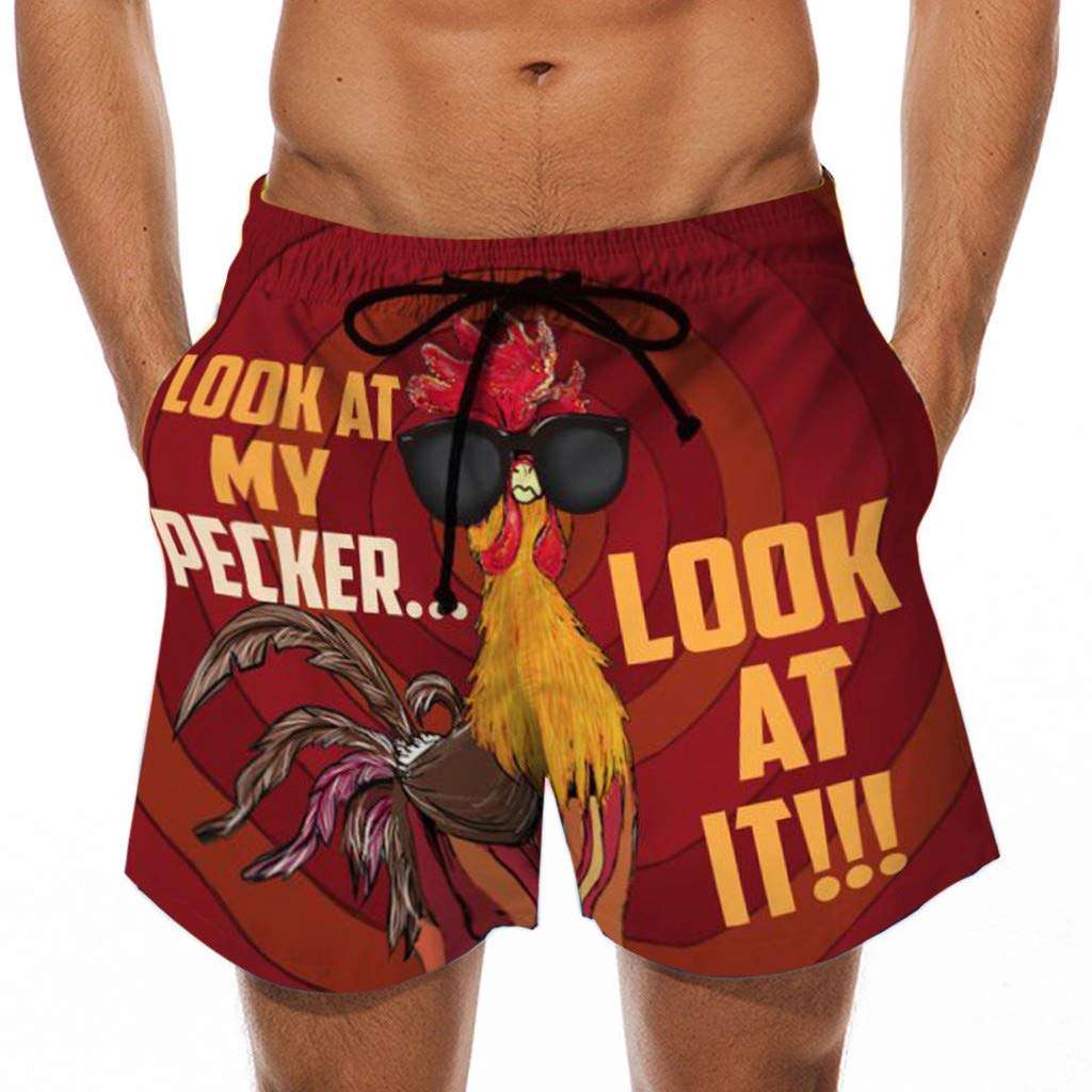 Mens Casual Shorts Summer Cock Printed Holiday Beachwear Shorts Pants Elastic Waist with Drawstring Pockets by Chaofanjiancai 1