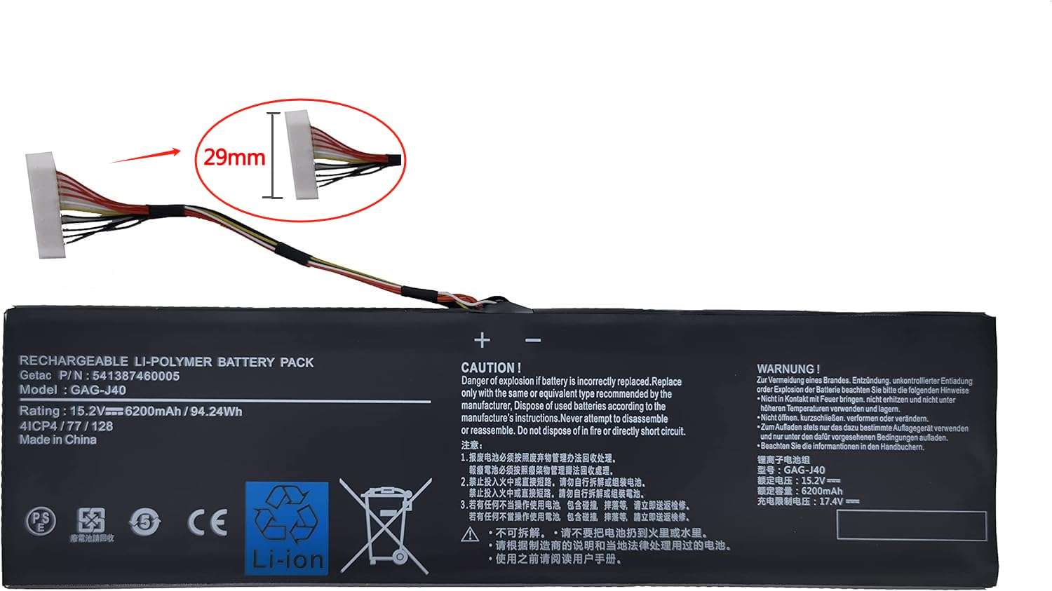 Fully GAG-J40 Replacement Laptop Battery Compatible with Gigabyte Aero 14 V7 K7 14-P64WV6 14-W-CF2 15 15X V8 15W 15-x9 Aorus X5 V6 V7 V8 X7 Dt V6 V7 V8 X9 Dt Series（Note-Connector interface is 29mm） 2