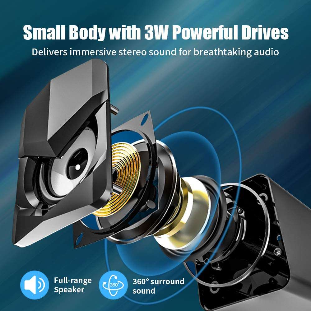 [2021 Version] Mini Computer Speaker, PC Wired Desktop Speaker, 2.0 Stereo Sound USB Powered Laptop Speaker for Computer, Desktop, Mac, Pad, Cellphone and More (Black) 2
