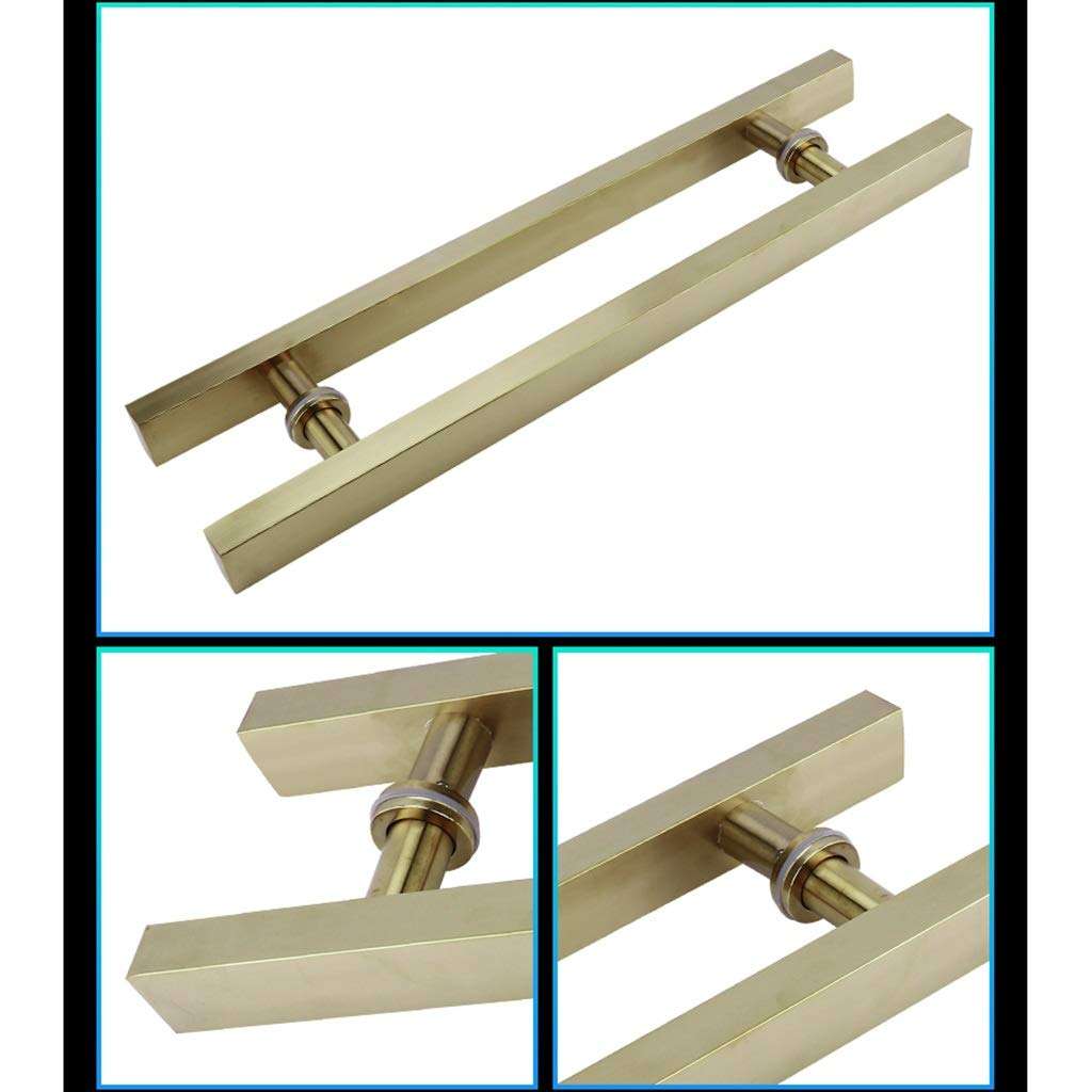 Brushed Stainless Steel Square Tube Office Glass Door Handle/Wooden Door Handle/Push-Pull Door Handle - Gold, 8 Sizes (Size : 1200×800mm) 3
