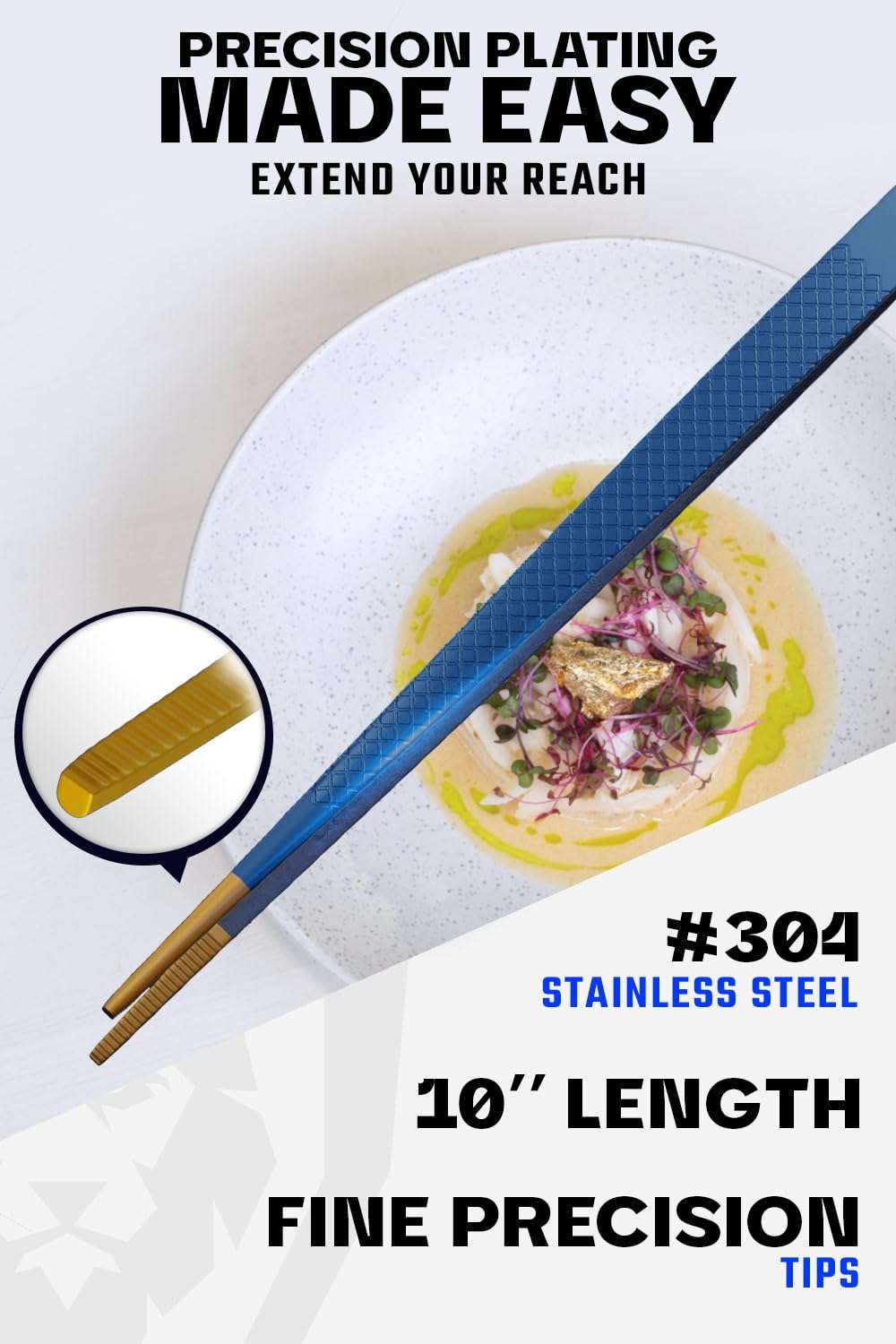 Dalstrong Chef Tweezers Professional Kitchen Tongs-10 high-precision Tweezer Tongs for Cooking - Stainless Steel Blue w/vTitanium Coating-BBQ, Plating, Multi-use 3