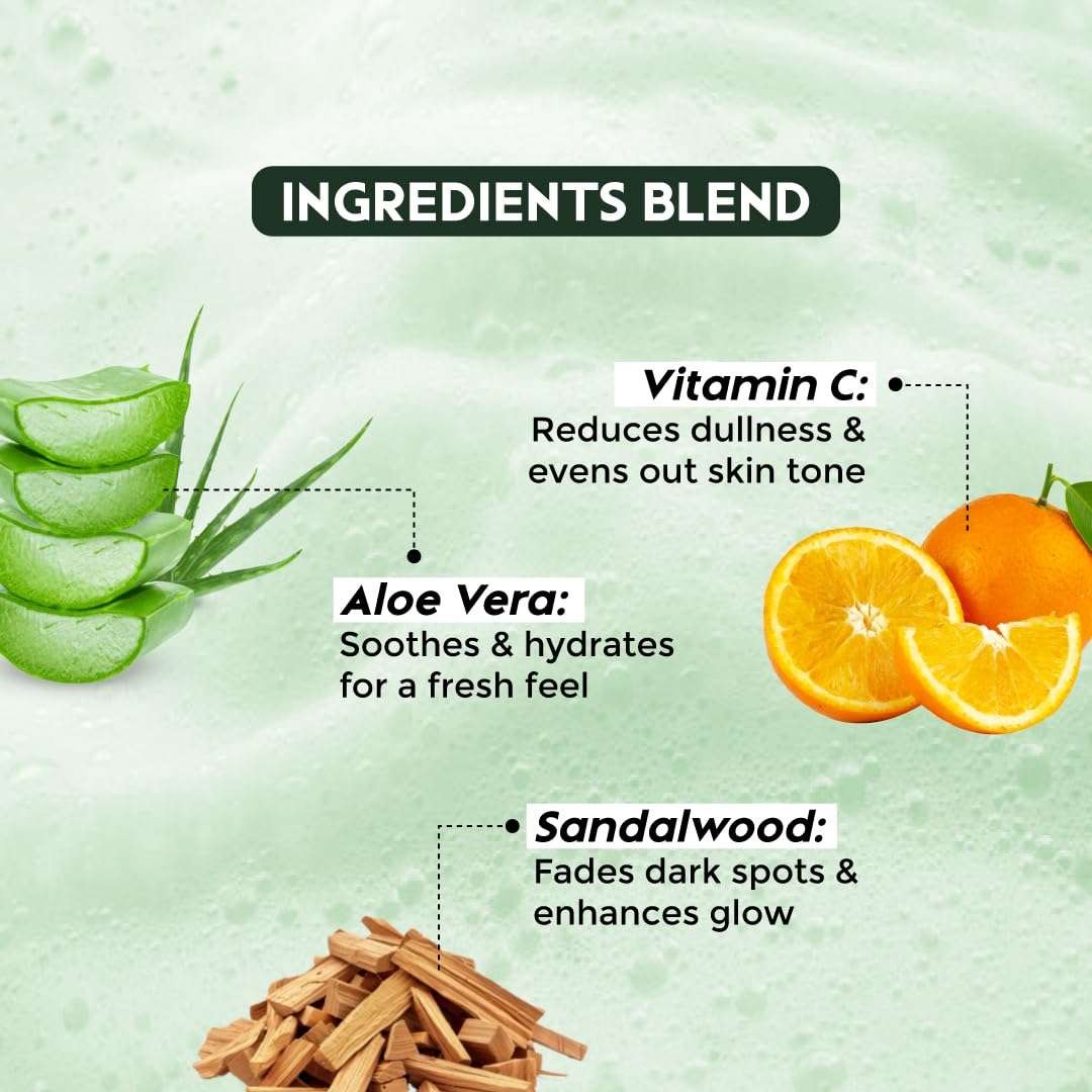 Trulysage Chandan Brightening Face Wash | Sandalwood, Turmeric & Aloe Vera | Removes Dirt & Impurities | Gentle & Hydrating | 100ml 5