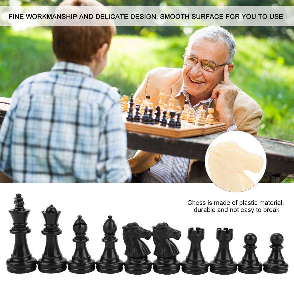 Jeankak 32Pcs Chess Piece, Magnetic Chess, Chess Piece Replacement Plastic Outdoor Home for Kids for Adults 4