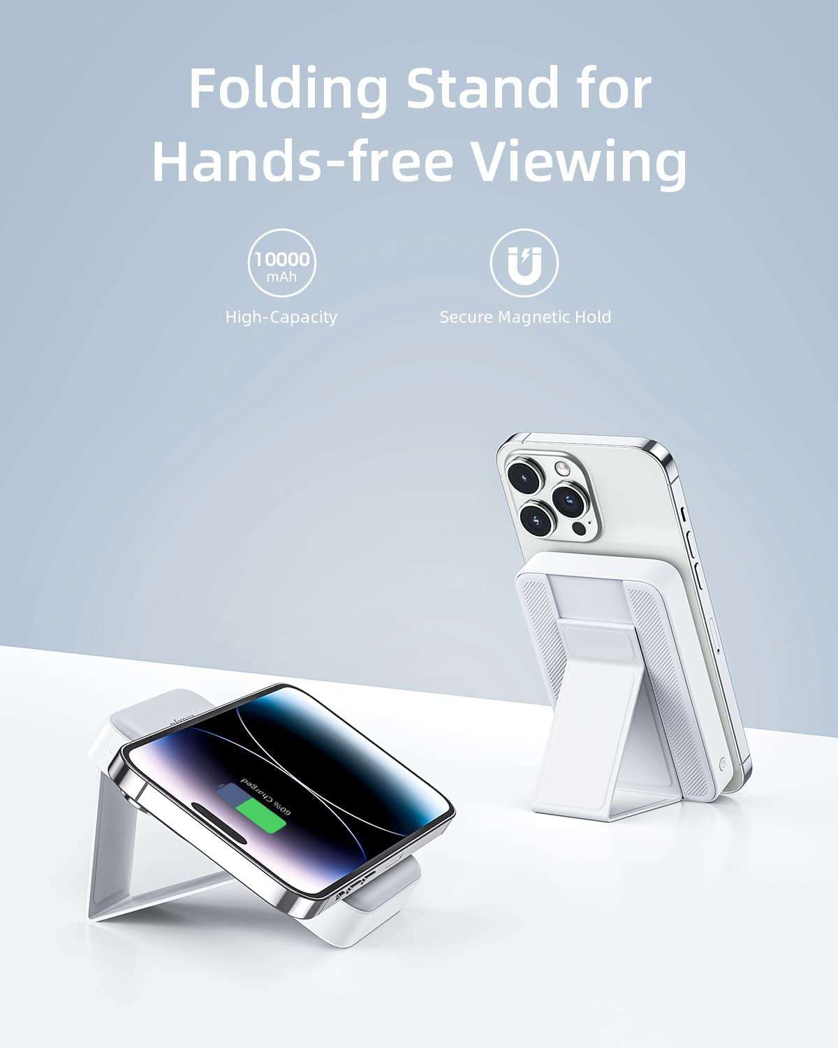 Innostyle 10000mah Magnetic Power Bank, MagSafe Charger, Wireless Battery Pack, Portable Battery Charger with PD 20W Type C Fast Charging for iPhone 14/13/12-White 4