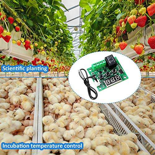 6 Pieces W1209 Digital Thermostat 12V DC W1209 Digital Temperature Controller Boards -50 - 110°C Electronic Temperature Control Switch Module with Waterproof NTC Probe and 10A One-Channel Relay 6