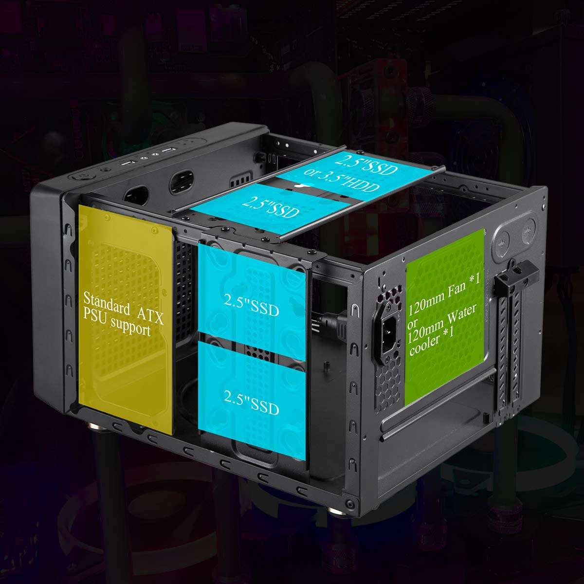 GOLDEN FIELD N-1 Mini ITX Case Computer Case Gaming PC Case Mini Size Desktop Computer Shell Cases 4