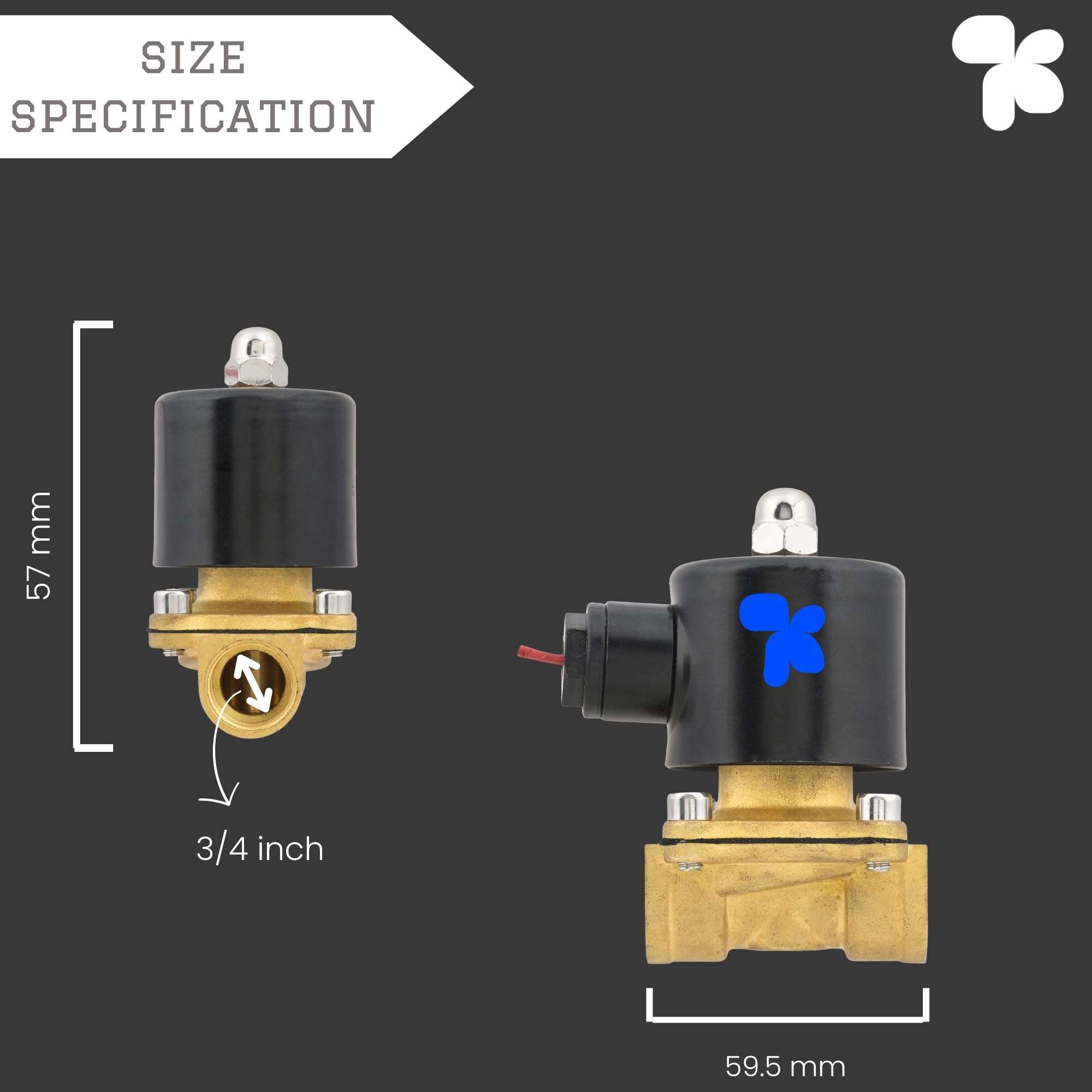 Ampereus AZH-UK-98552-2W-200-20 Ac220V 3/4 Inch Brass Electric Solenoid Valve Water Air Fuels 4