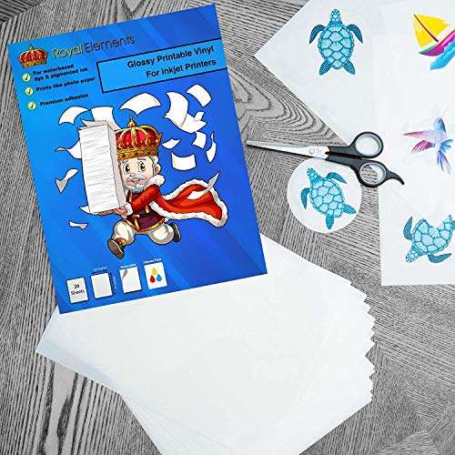 Royal Elements Glossy Printable Vinyl Sticker Paper for Inkjet and Laser Printers - 20 Waterproof Sheets (Photo-Like Print Quality) 3
