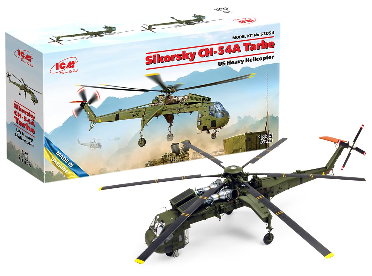 ICM 53054 — Sikorsky CH-54A Tarhe, US Military Heavy Helicopter Model Kit — Plastic Model Kit in 1:35 Scale — Highly-Detailed Replica of The Original Sikorsky CH-54A Tarhe