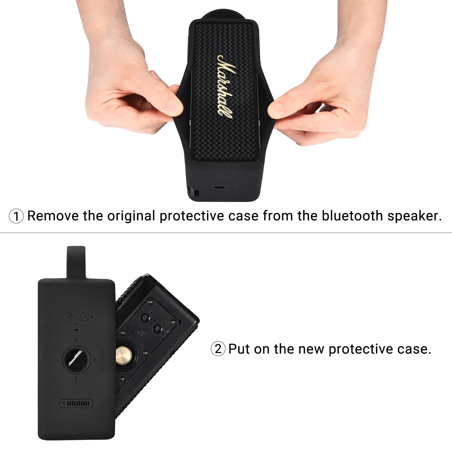 Speaker Case Cover for Marshall Emberton III Portable Bluetooth Speaker Case， 3Colors Available，for Mountaineering Hiking Outdoor Travel Compatible with Marshall Emberton III Case (Black) 5