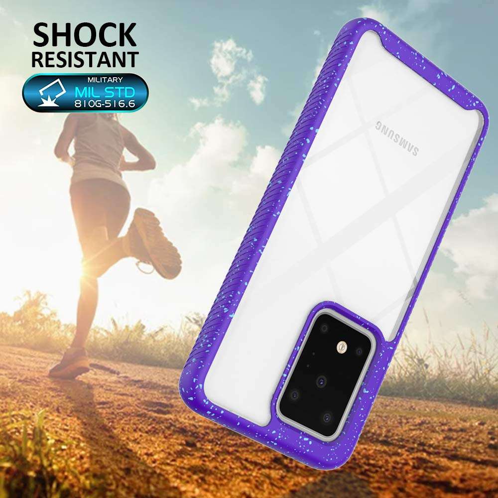 Lxlfcase for Samsung Galaxy S20 Ultra Case 6.9 inch Protection Shock Absorption Technology Cover Anti-Scratch Rugged Cases Designed for Galaxy S20 Ultra (Purple+Clear) 3