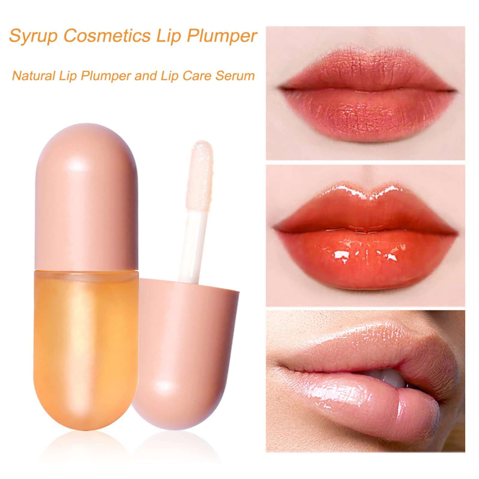 UNQLUX Syrup Cosmetics Lip Plumper, Lip Plumper Set, Syrup Day and Night Lip Plumper, Syrup Lip Plumper Gloss, Natural Lip Plumper and Lip Care Serum, Hydrating & Reduce Fine Lines, A-1 3