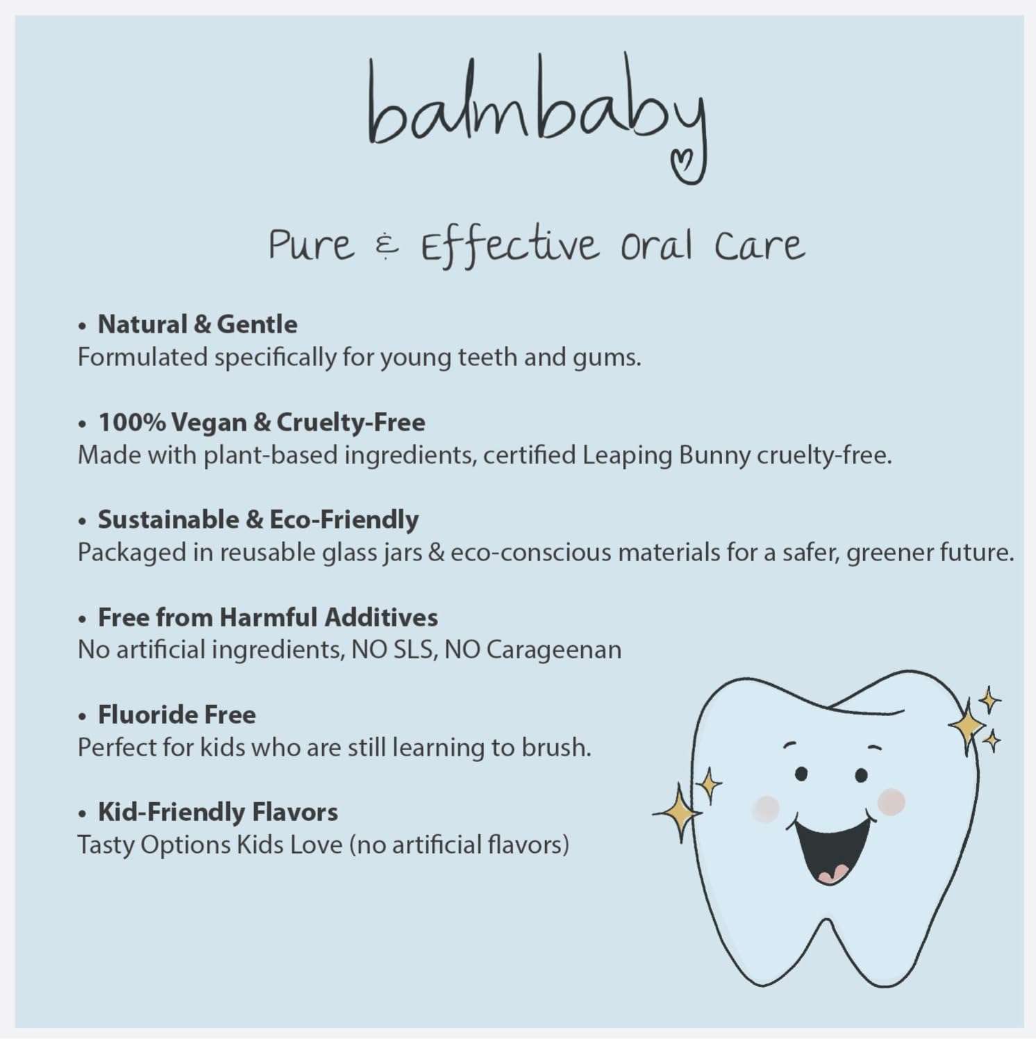 BALM! Baby Kids All Natural Fluoride Free Toothpaste with Xylitol, SLS Free, Vegan, Gluten Free, BPA Free, Zero Waste, Mint, 2 fl oz 5