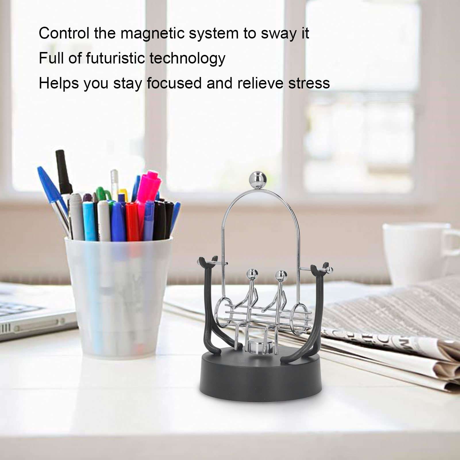 KENANLAN Balance Balls, Metal Couple Swinging Balance Balls Pendulum Balance Balls Toys Fun Science Physics Learning Desk Toys for Stress Relief, Office and Home Decoration 4