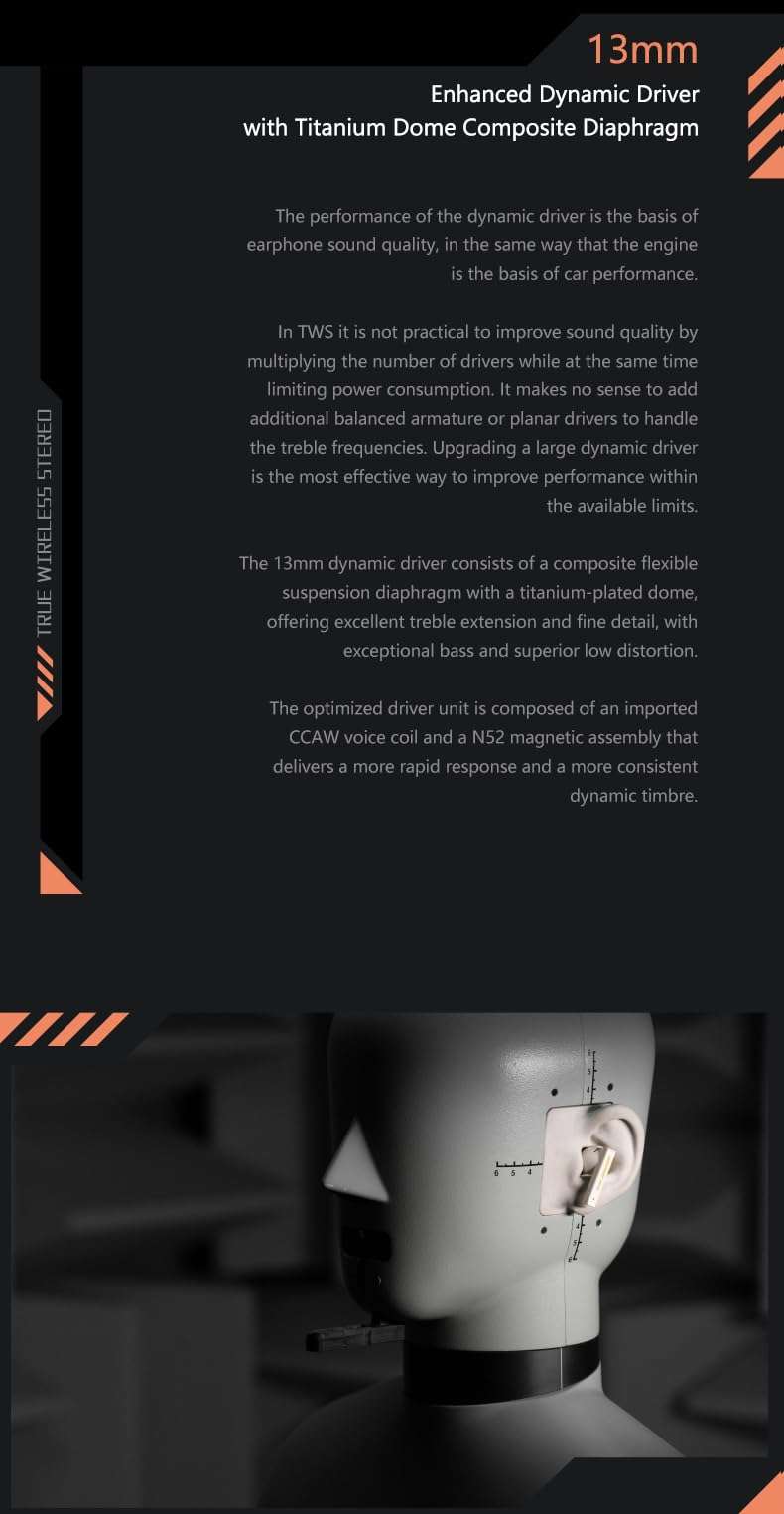 Moondrop Space Travel TWS Earphone Bluetooth 5.3 Noise Canceling True Wireless Stereo IEMs(Black) 4