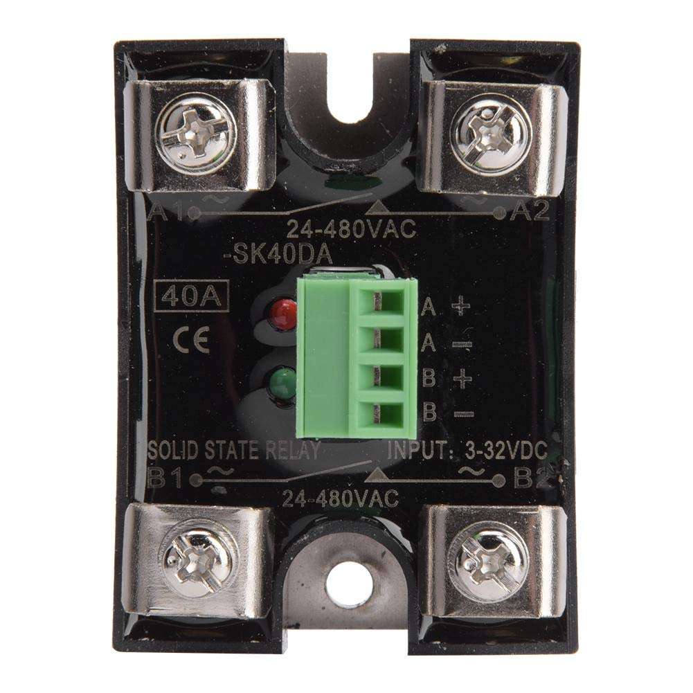 Red + Green DC Control AC Relay Dual DC Control Dual AC Solid State Relay Thermostat Current Control Voltage Controller Temperature Controller(40A(BERM-SK40DA)) 2