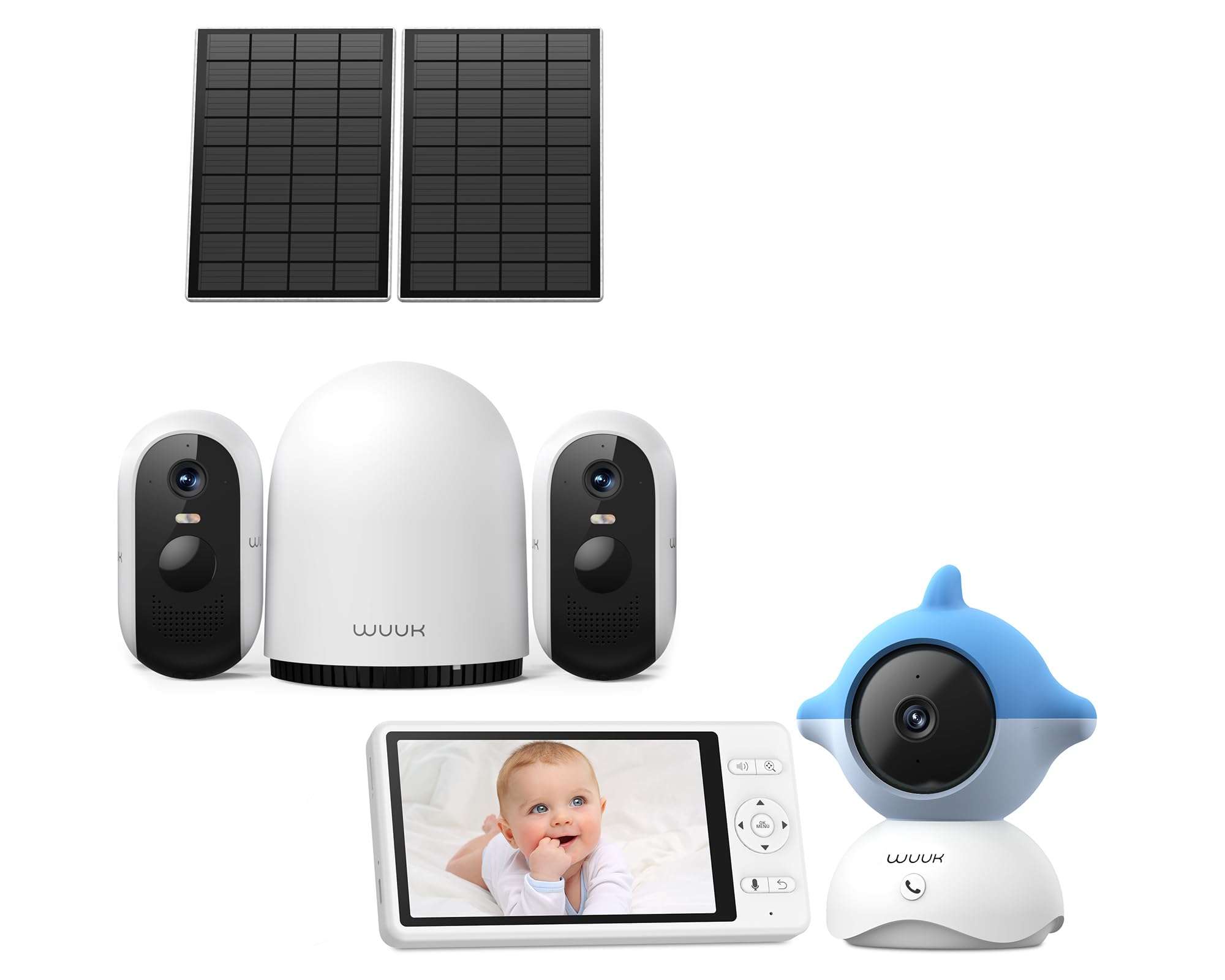 WUUK Solar Outdoor Cameras and Baby Monitor with 5.5" Display & 360° PTZ 1