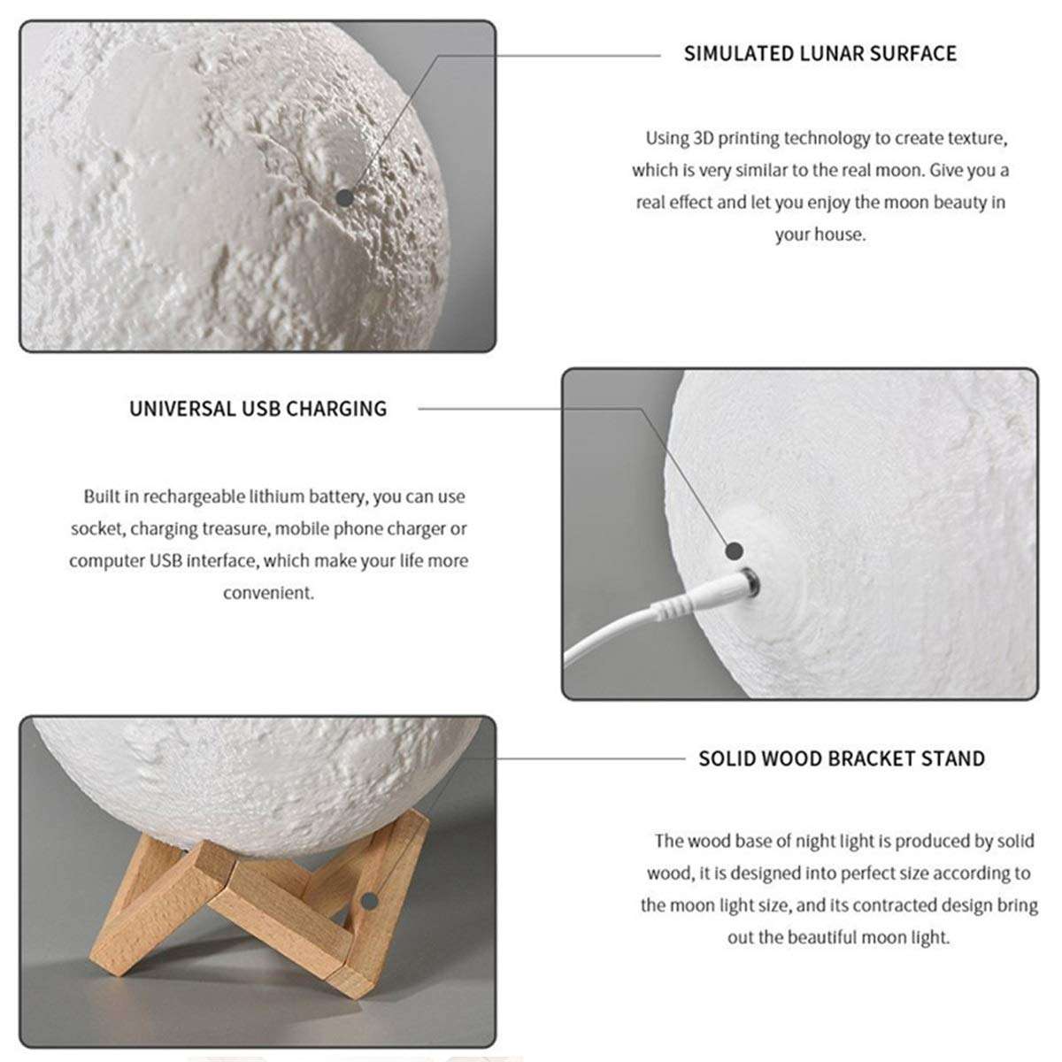 DINGXUEMEI XUEMEI Cell Phone Case Creative YWXLight RGB 15CM Rechargeable Moon Touch Night Light 4