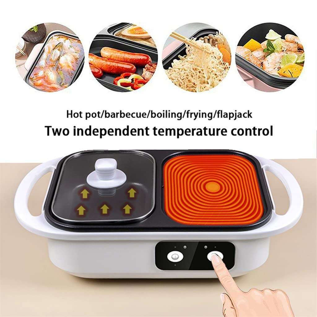 BBQ Grill Outdoor Hot Pot Cooker BBQ Grill Multifunctional BBQ Grill Non Stick Plate Barbecue Pan Hot Pot (Color : Black, Size : Medium) 4