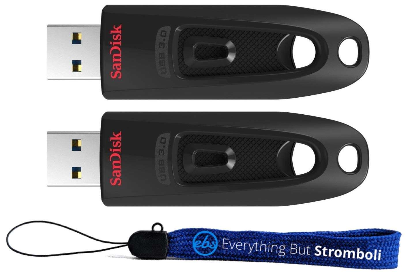 SanDisk Ultra 512GB USB 3.0 Flash Drive (Bulk 2 Pack) Works with Computer, Laptop, 130MB/s 512 GB PenDrive High Speed Memory Storage (SDCZ48-512G-U46) Bundle with (1) Everything But Stromboli Lanyard 1