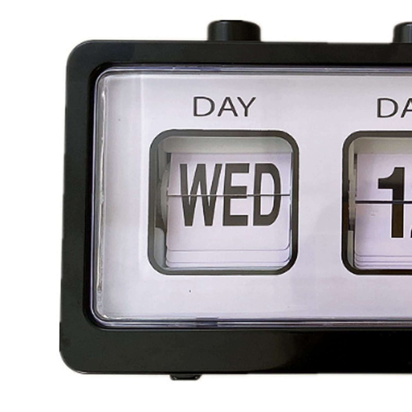 Fdit Manual Jump Calendar Alarm Clock, Manual Calendar Clock Table Stable for Office (Black) 5