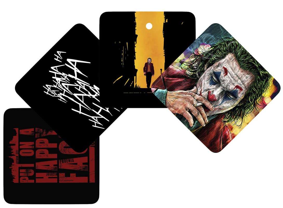 MAGIOO Joker Hahaha Coffee Coaster Set of 4 Unique Design for Glass Tea Cups muigs Square Coaster | Home décor (9X 9 cm) 4