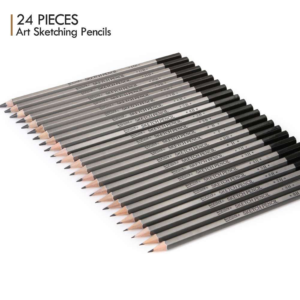 dainayw Professional Drawing Sketching Pencils Set, 24 Pieces Art Pencils (14B - 9H), Graphite Shading Pencils for Beginners & Pro Artists 2