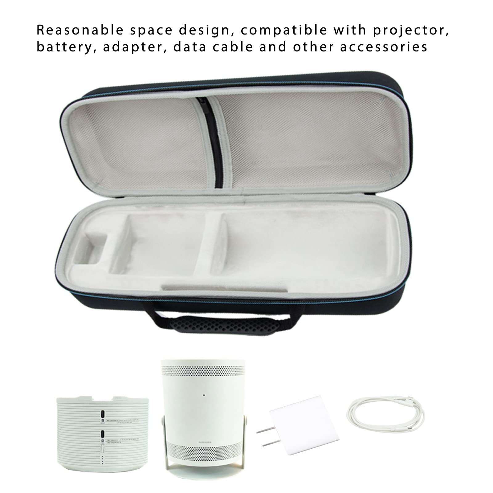 Case for Samsung The Freestyle Projector & Battery Base All Accessories Storage, Compatible with 30” - 100” The Freestyle 2nd Gen EVA Hard Bag Anti-Scratch Anti-Collision (Black) 3