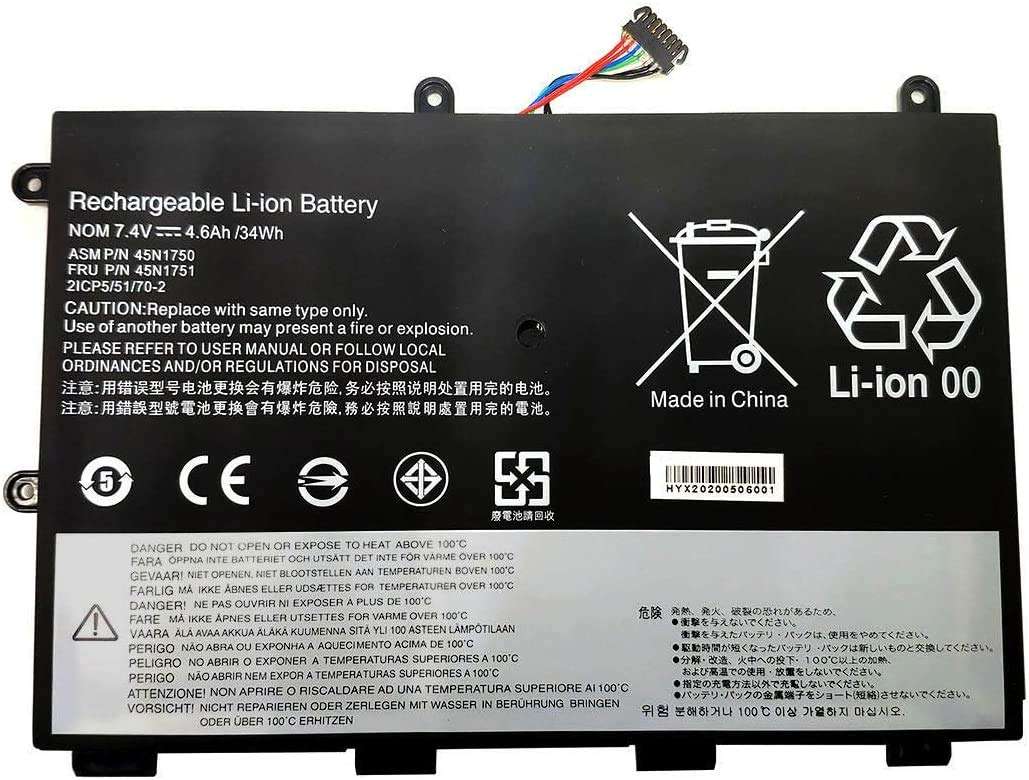 Binger New 45N1748 Replacement Laptop Battery Compatible With Lenovo ThinkPad Yoga 11e 45N1750 45N1751 45N1748 45N1749 (7.4V 34Wh 4600mAh) 1