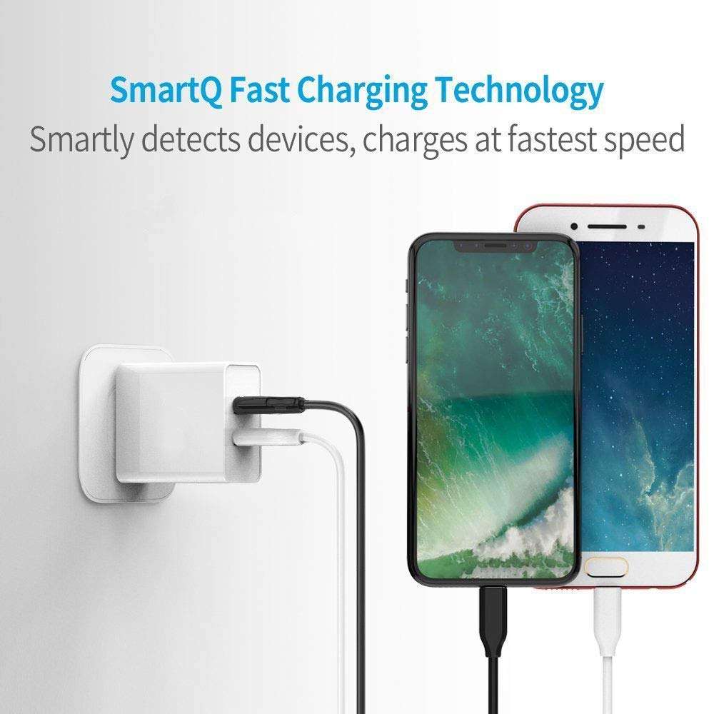 K N DIGITAL Fast Charger for Micromax Canvas Nitro 4G E455 Original Charger Wall Charger | Mobile Fast Charger | Android Charger with 1 Meter Micro USB Charging Data Cable (2.4 Amp,Dualport,RZZ1, White) 4