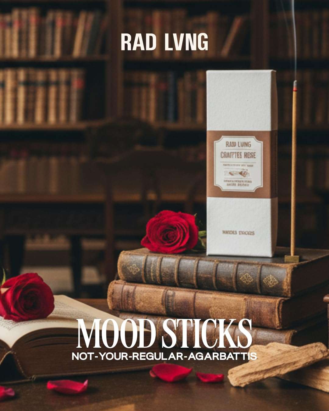 Rad Living Chapter Rose - 30Pcs Fragrant Mood Sticks | Incense Sticks | 65-Minute Slow Burn | Contains Sandalwood, Rose & Gentle Musk | Incense Sticks for Relaxation, Meditation & Daily Rituals 4