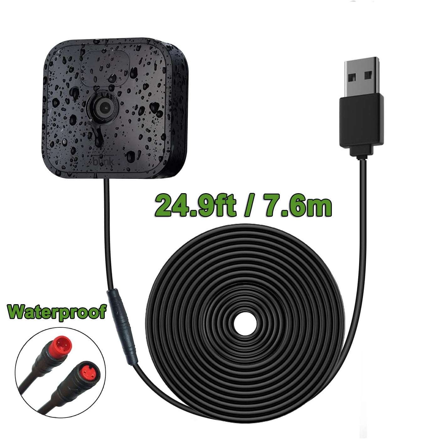 LIFEMOI Upgraded, 24.9 ft / 7.6m Power Cable Compatible with Blink XT, Blink XT2 & Blink New Outdoor/Outdoor (3rd Gen)/Blink Outdoor 4 (4th Gen) and SimpliSafe Cameras 6
