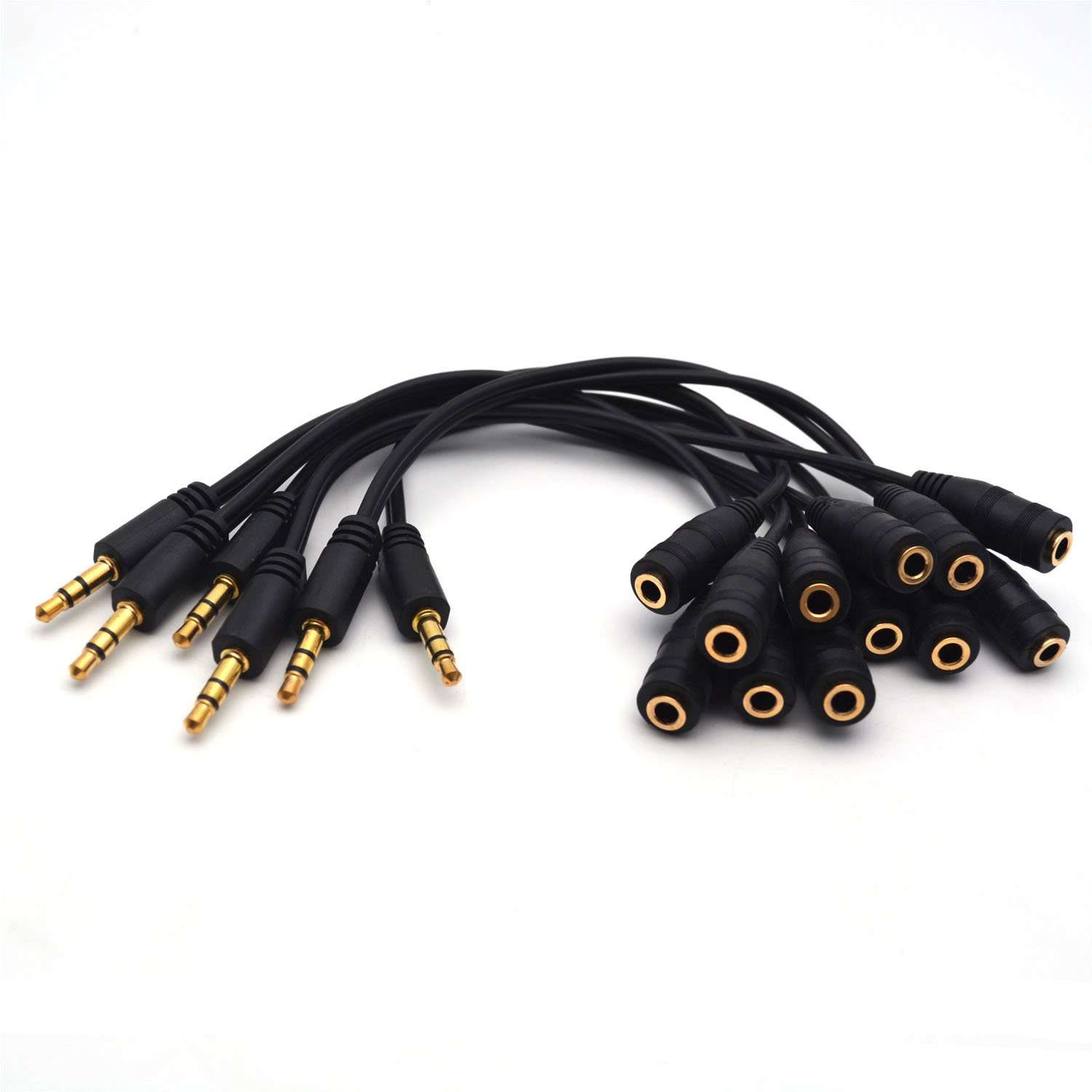 Antrader 3.5mm Stereo Jack Splitter Cable Adapter Connectors, Audio Cable Splitter 3.5mm Male to 2 Female Stereo Jack Splitter Cable Adapter, Gold Plated, Pack of 6 1