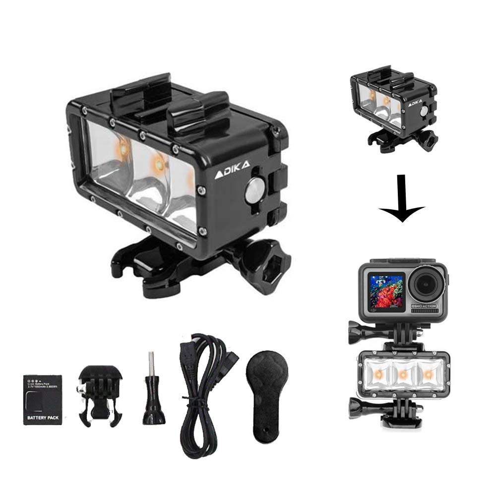 iEago RC Hero 9 Flash Diving Light High Power Underwater Waterproof LED Light Fill Light with 2 Chargeable Battery for DJI OSMO Action/GoPro Hero 8/7 /6/ SJCAM etc Action Cameras 1