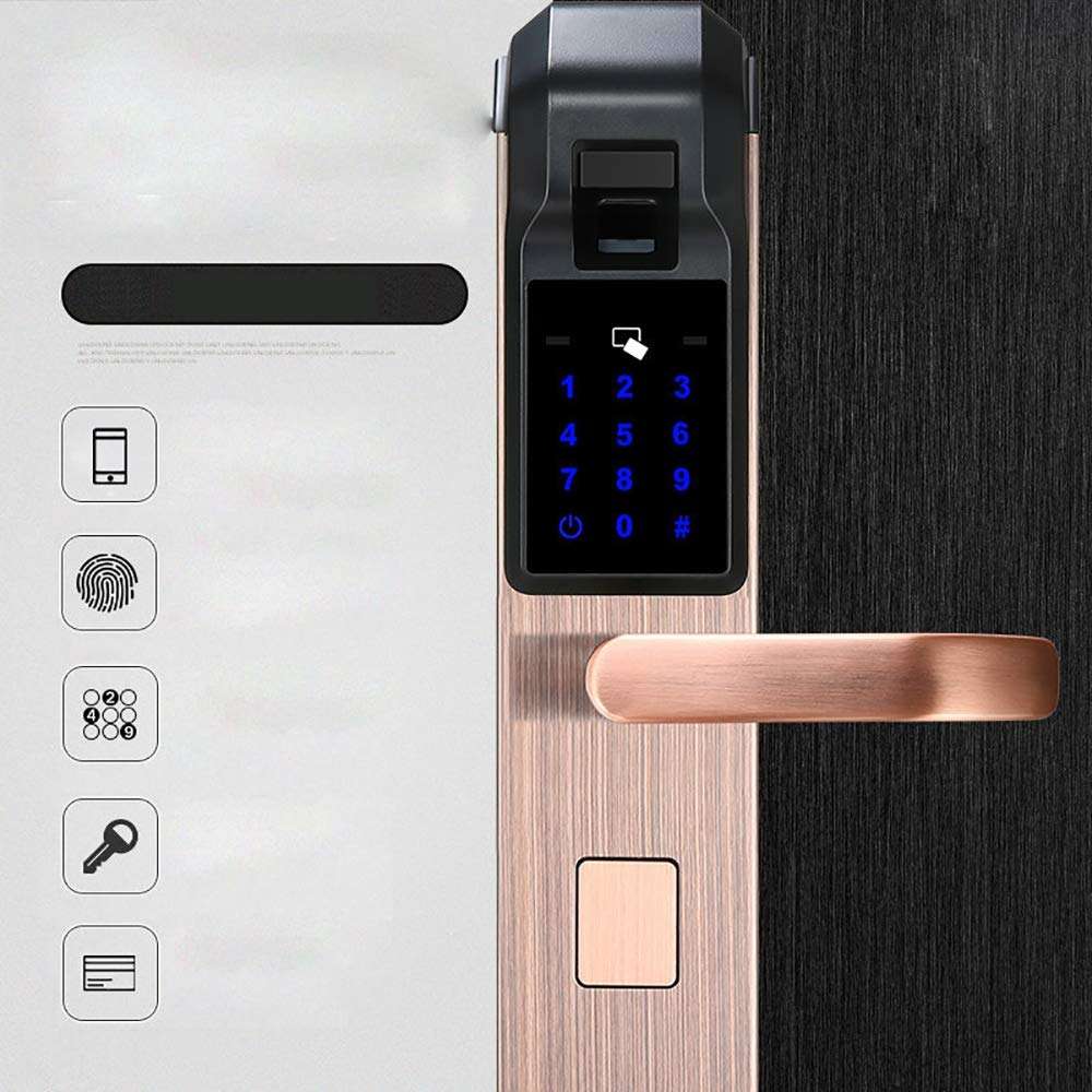 CYYDBB Door Handle with Lock Smart Semiconductor Password Door Levers APP Fingerprint Lock Card Electronic Lock OEM Doorknobs for Doors Suitable for Security Doors, Villas, Homes.(Pair),Silver 3