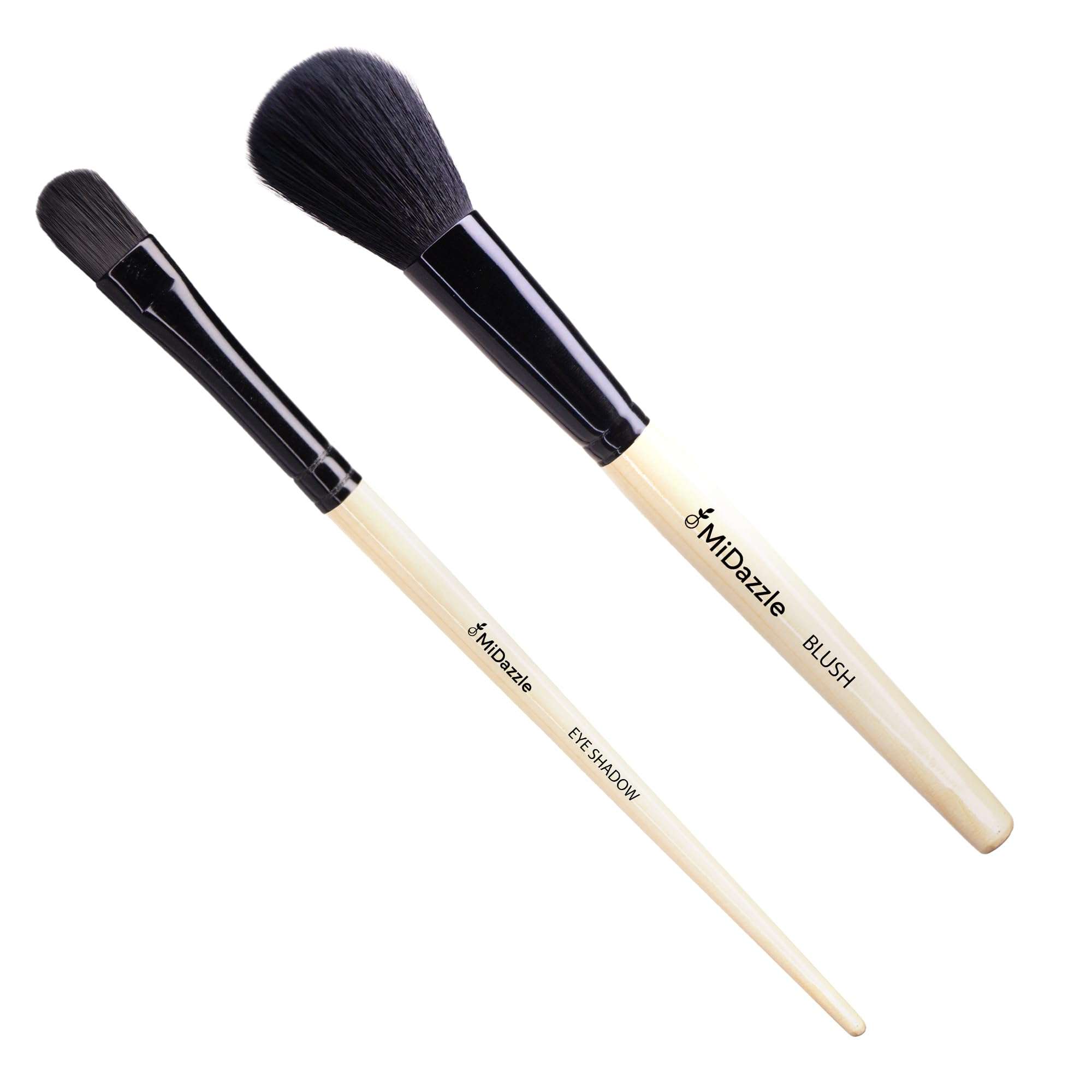 Midazzle Premium Wooden Eye Shadow Brush with Premium Wooden Blush Brush Makeup Brush for Makeup Beauty with Smooth Soft Hair Bristles Natural Handle Grip - Set of 2 1
