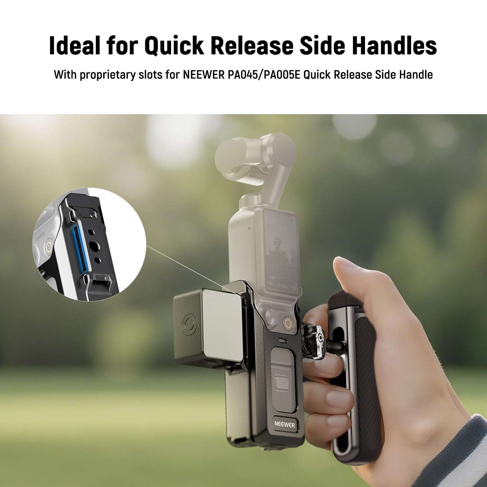 NEEWER Pocket 3 Cage, All in One Aluminum Alloy Protective Video Rig Compatible with DJI Osmo Pocket 3 & Magnetic Mount Accessories, 1/4" Threads Cold Shoe, Slots for Quick Release Side Handle, AC029 5