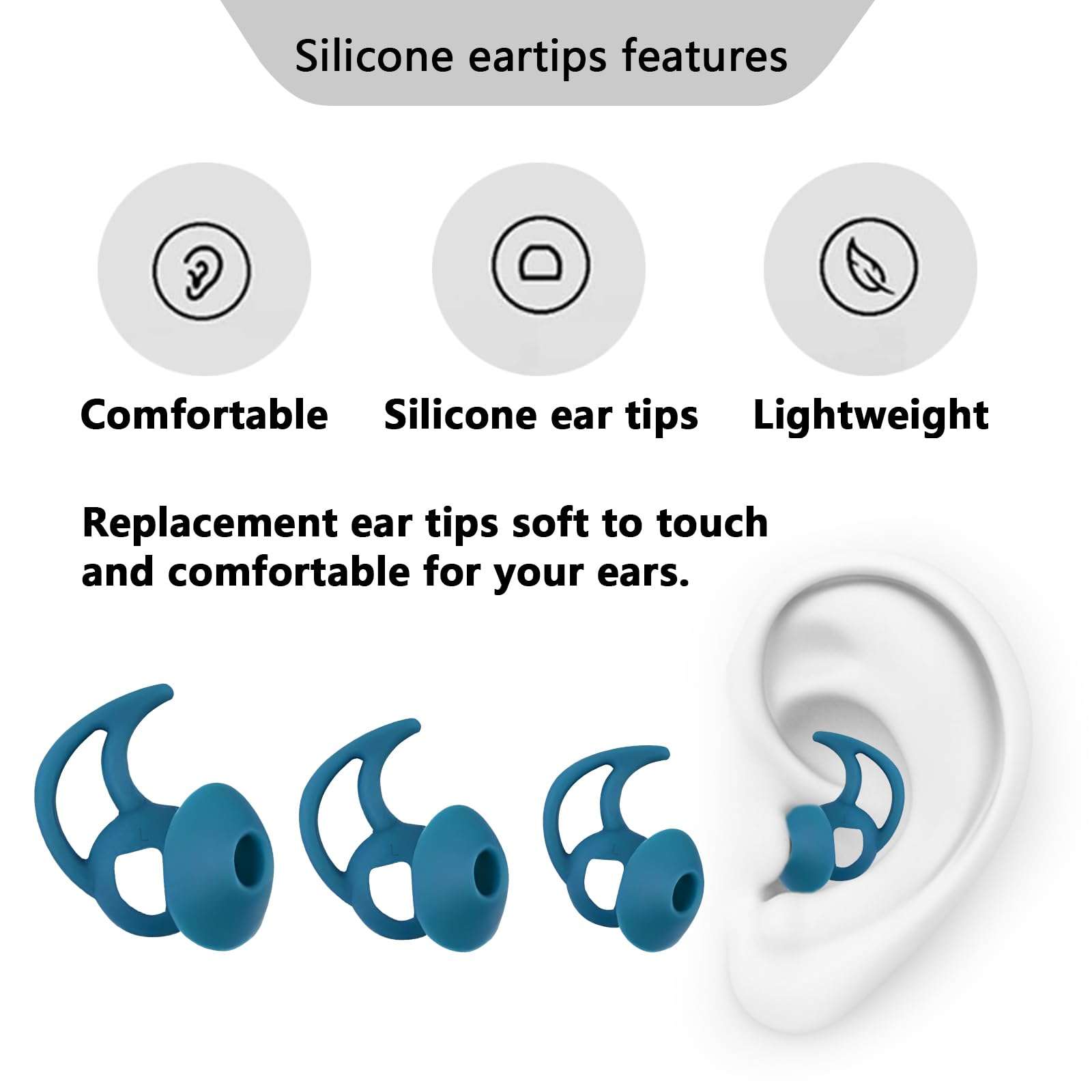 MMYQXI Earbud Replacement Tips Silicone Earbud Tips Ear Tips Compatible with Bose Quietcomfort and Sport Headphone Earbud Rubber Tips Earbud Covers Medium 3 Pairs 4