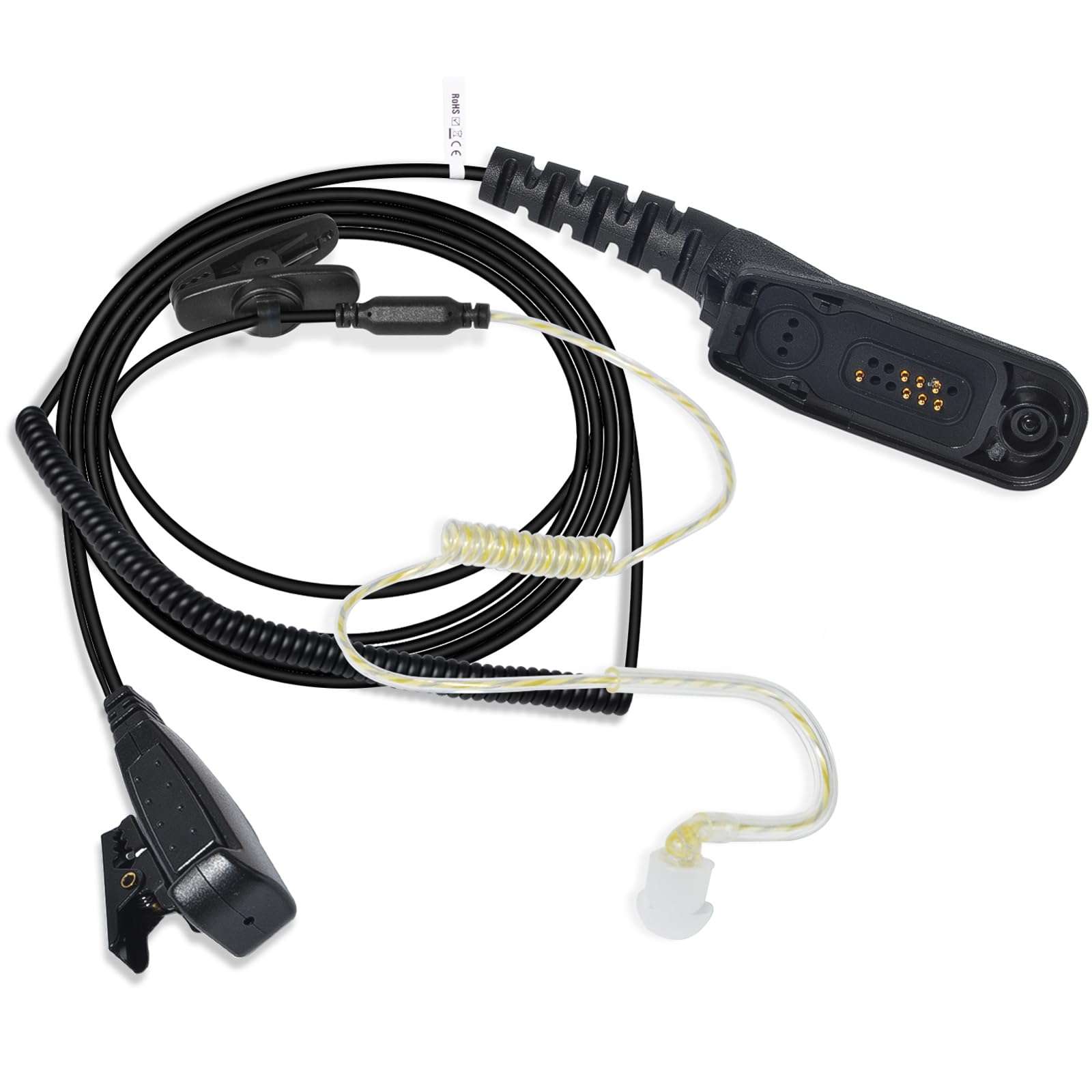 HYS APX 6000 APX 7000 APX 8000 in-Ear Balanced Armature Dynamic Single Ear Earpiece with PTT&Mic, 1 Wire Police Tactical Earpiece for Motorola APX4000 XPR 7550e Handheld Portable Two Way Radio 1