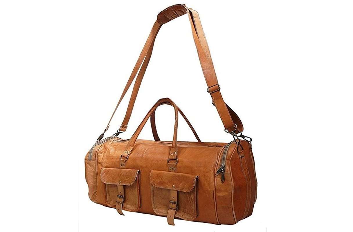Anshika International Leather 26 Inch Vintage Cabin Luggage Travel Duffle Bag for Men and Women 3