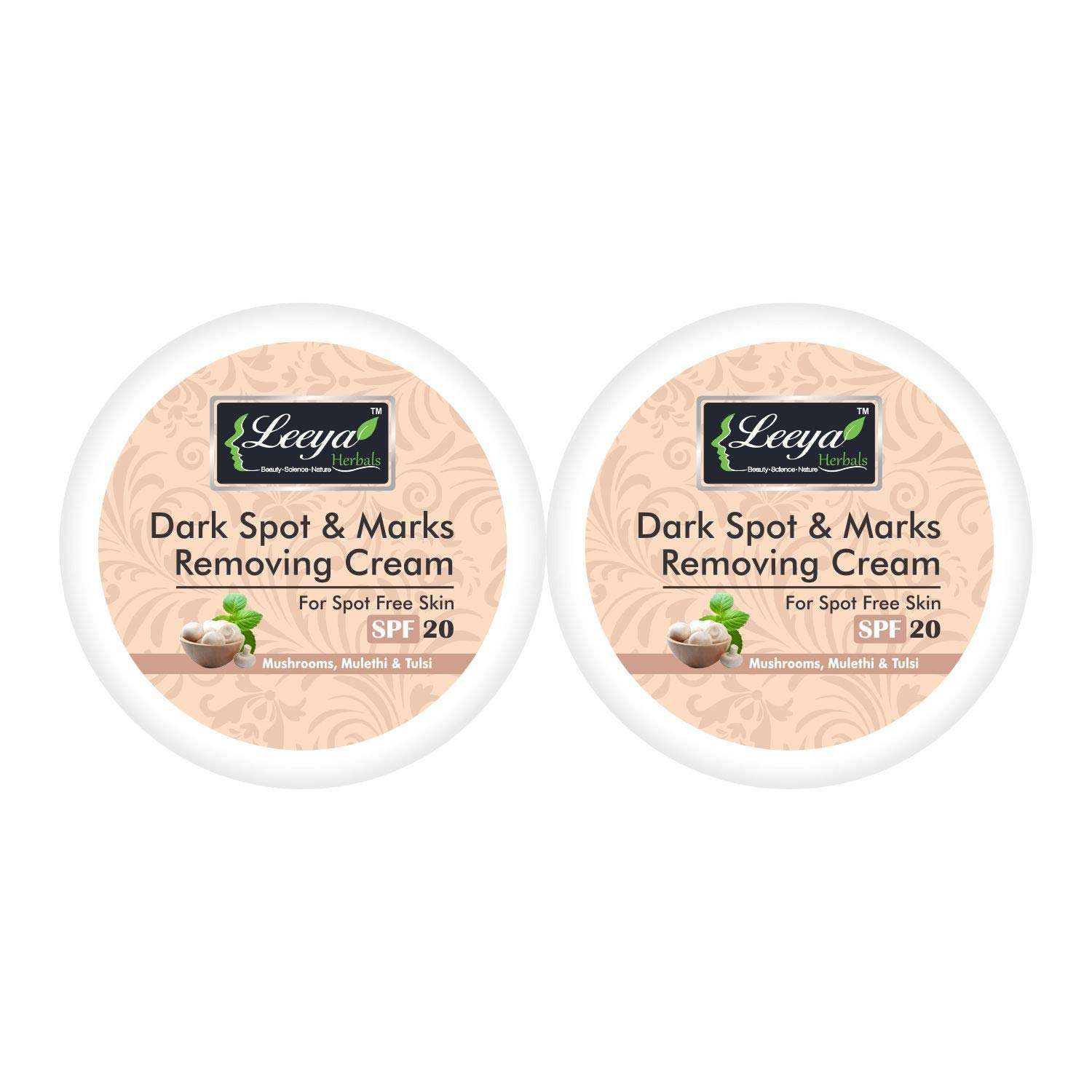 LEEYA HERBALS VITAMINC VITAMIN B3 WHITE MULBERRY LIQUORICE TEA TREE OIL NEEM HONEY APPLE CIDER VINEGAR PAPAYA RAKTA CHANDAN MANJISHTHA DARK SPOTS AND MARKS REMOVAL CREAM FOR OILY SKIN WOMEN MEN 150 GM 1