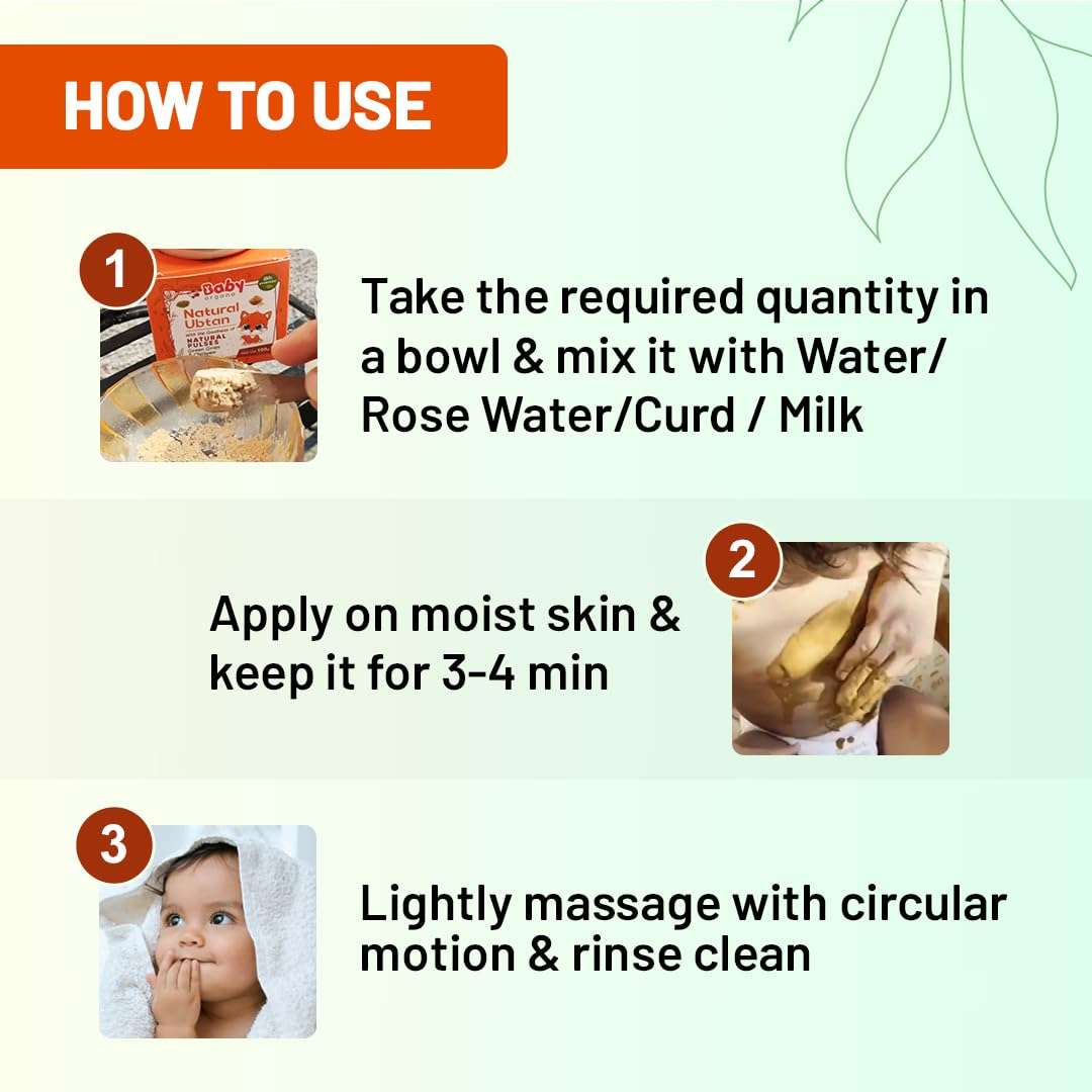 Babyorgano Natural Baby Ubtan Face Pack Powder for Skin Brightening | Exfoliates Dead Skin | Tan Removal Bath Powder for Women and Kids | Enrihced Chickpea, Turmeric & Sandalwood 100% Ayurvedic 100gm 5