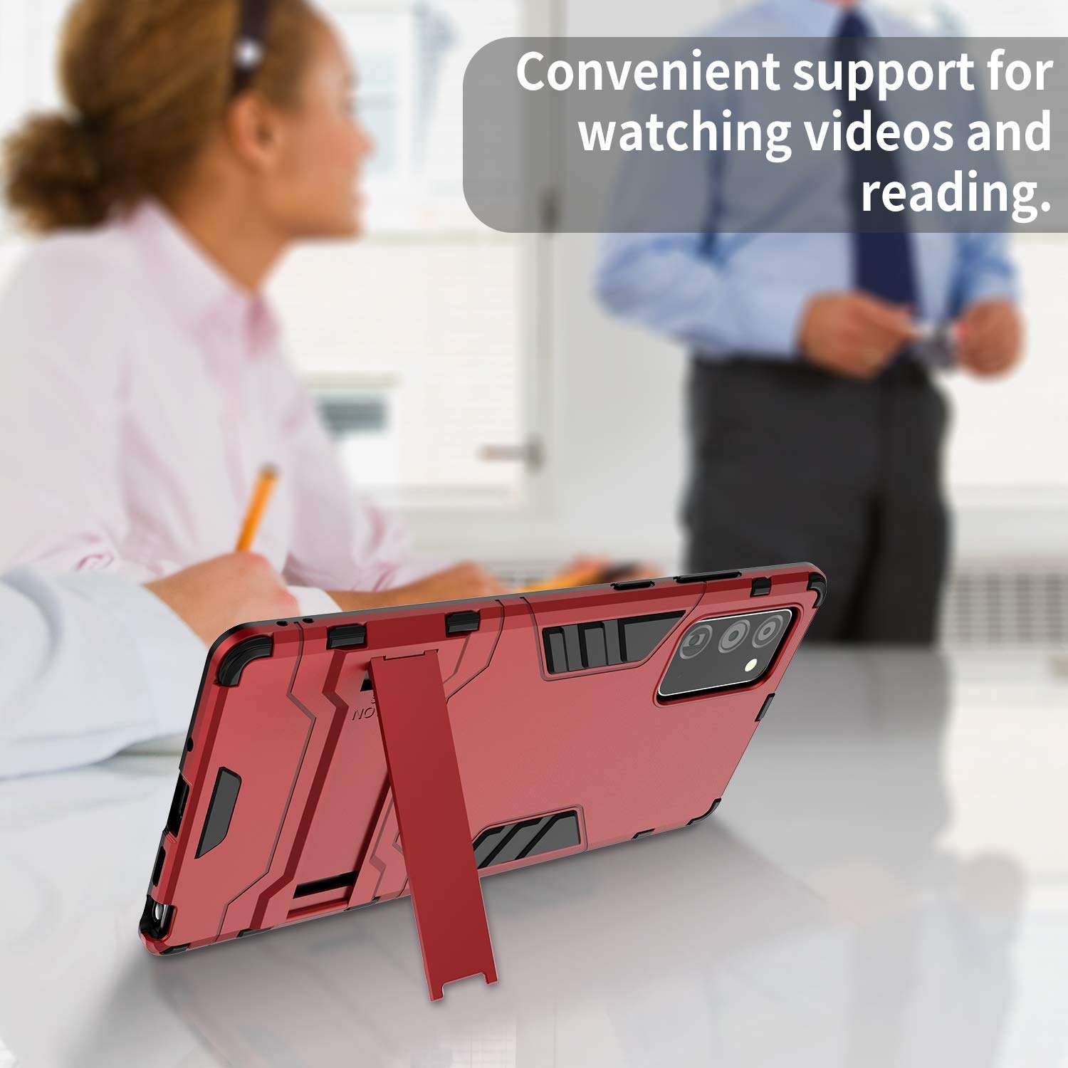 BIBERCAS Kickstand Case for Samsung Galaxy Note 20 5G,Anti-Scratch Shockproof Protective Samsung Note 20 Case,Military Grade Full Body Protection Armor Heavy Duty Case for Galaxy Note 20 2020-Red 3